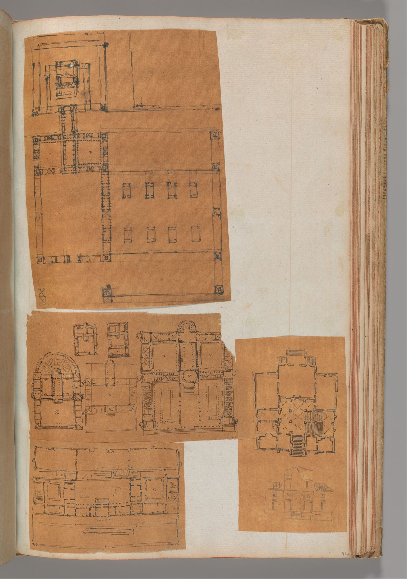 Page from a Scrapbook containing Drawings and Several Prints of Architecture, Interiors, Furniture and Other Objects by Charles Percier