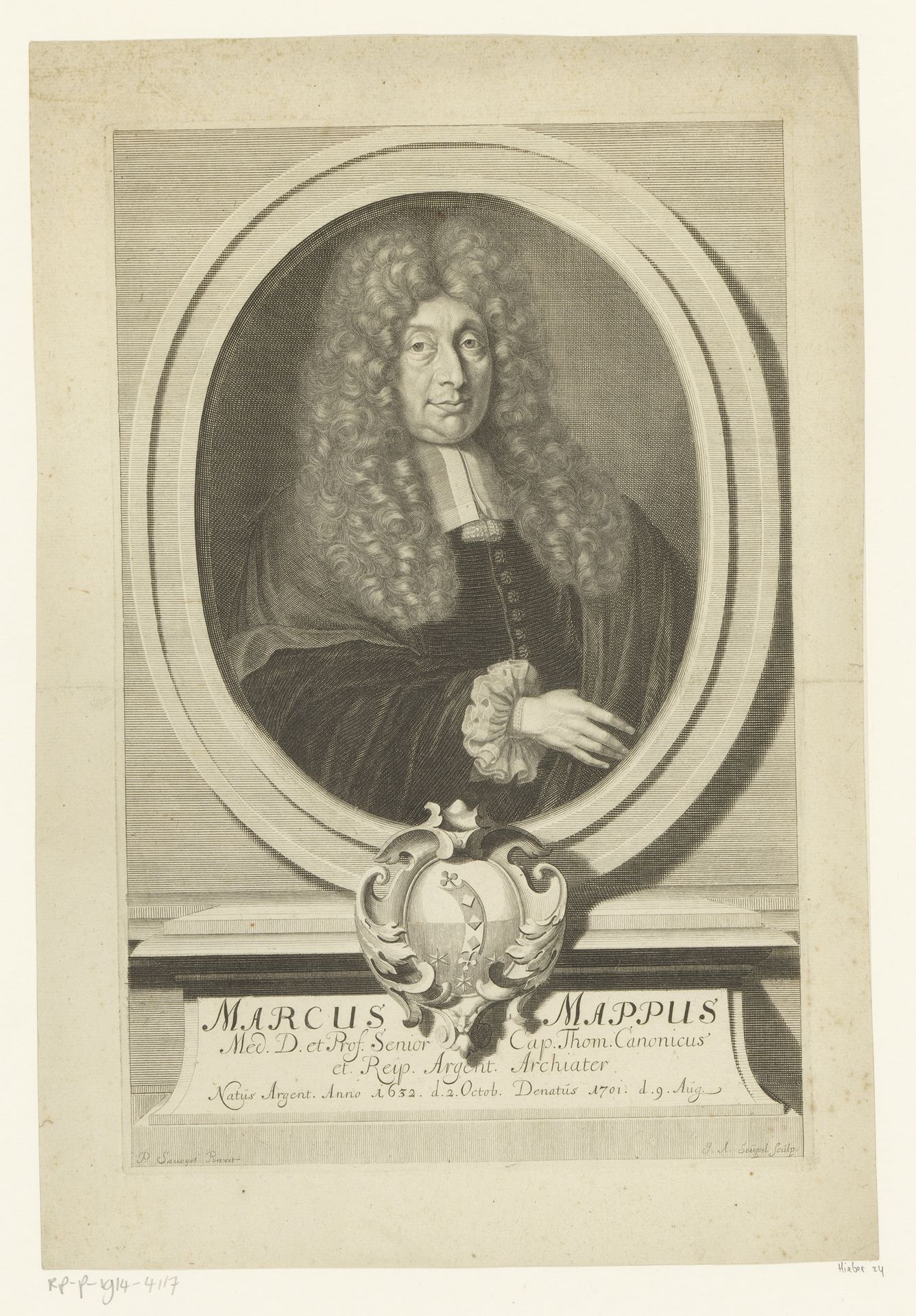 Portret van Markus Mappus by Johann Adam Seupel