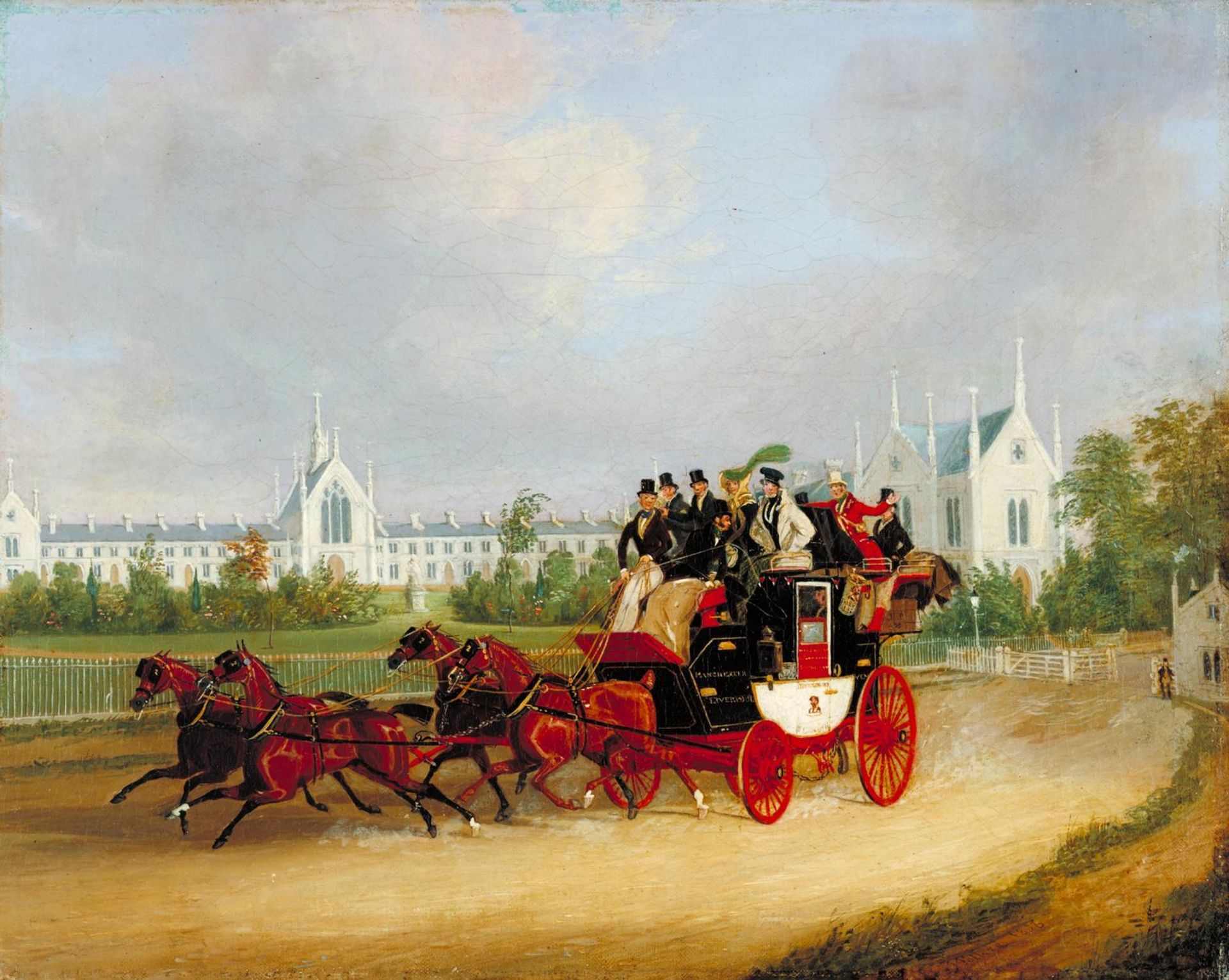 The ‘Tally-Ho’ London - Birmingham Stage Coach Passing Whittington College, Highgate by James Pollard