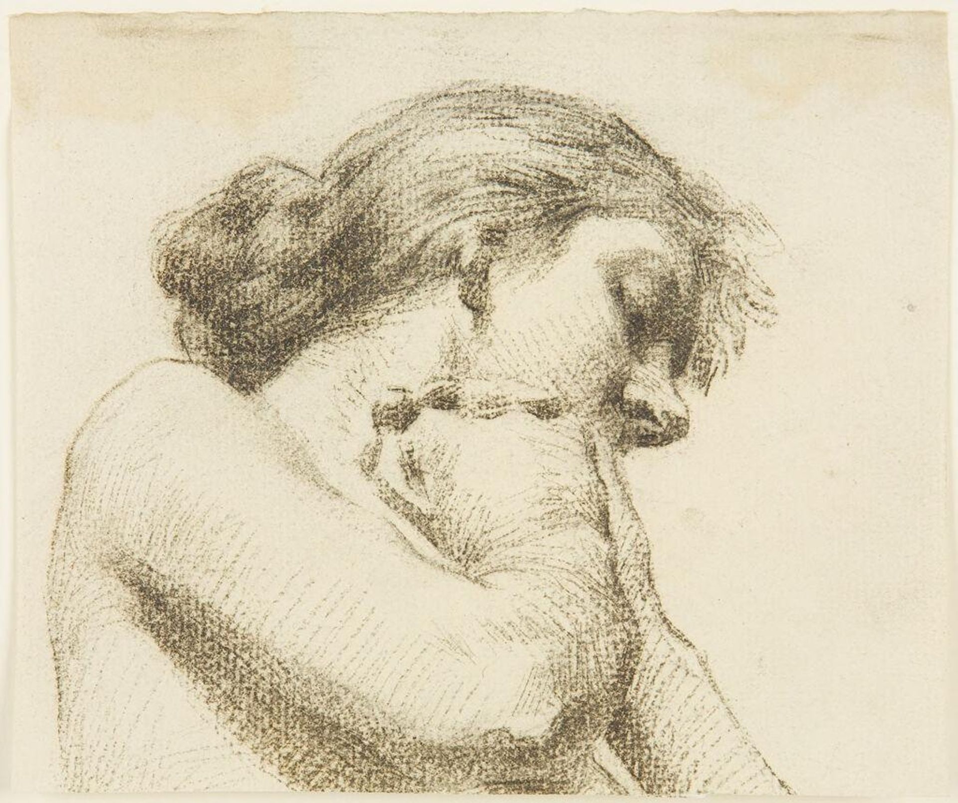 Head and Shoulders of a Woman with Clasped Hands by Attributed to Thomas Cowperthwait Eakins