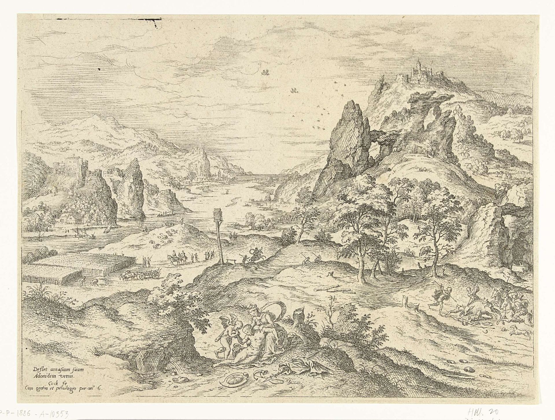 Venus treurt over de dood van Adonis by Hieronymus Cock