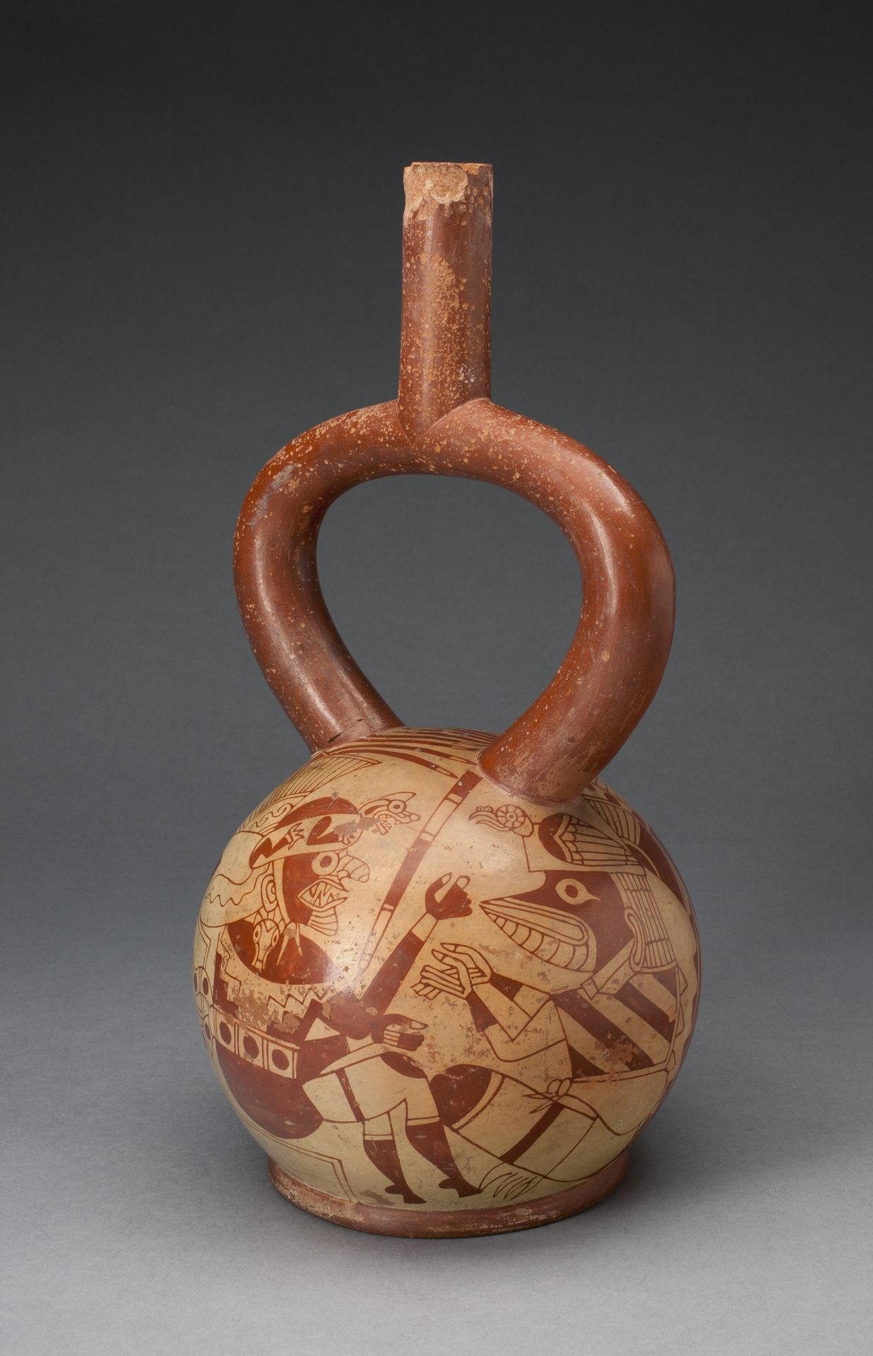 Ceremonial Vessel with Masked Deities by Moche