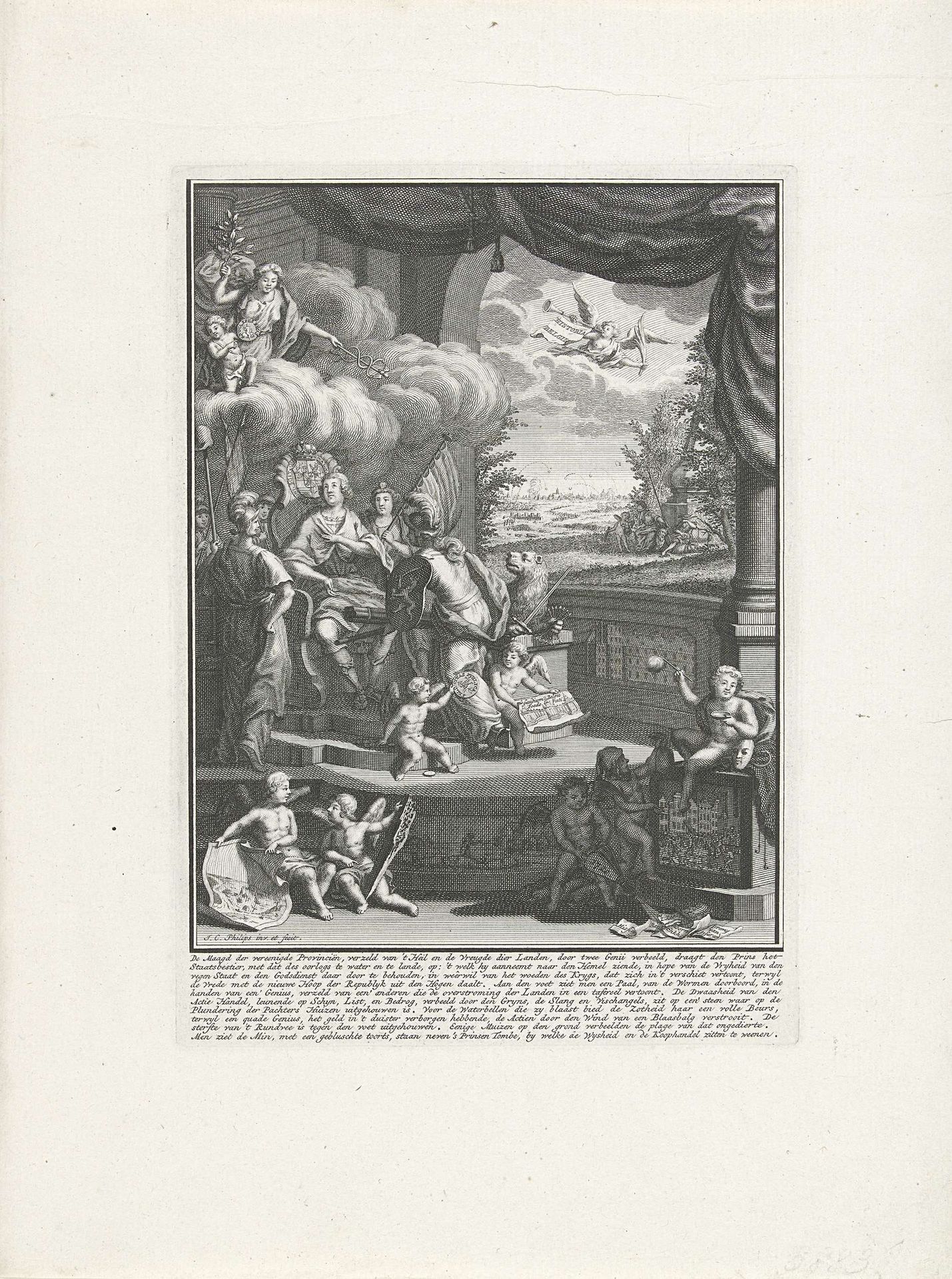 Allegorie op de installatie van Willem IV als stadhouder in 1747 by Jan Caspar Philips
