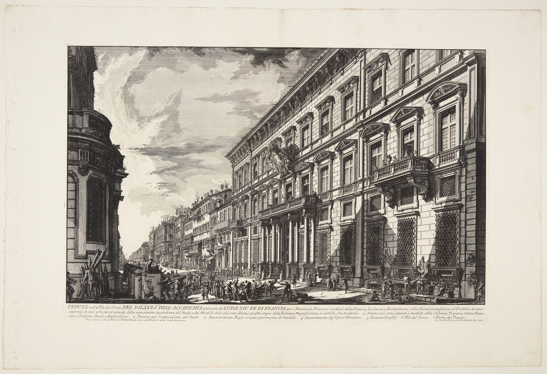 View of the French Academy (Palazzo Salviati-Mancini) on the Corso, Rome, established by Louis XIV, King of France, for the French students of Painting, Sculpture and Architecture by Giovanni Battista Piranesi