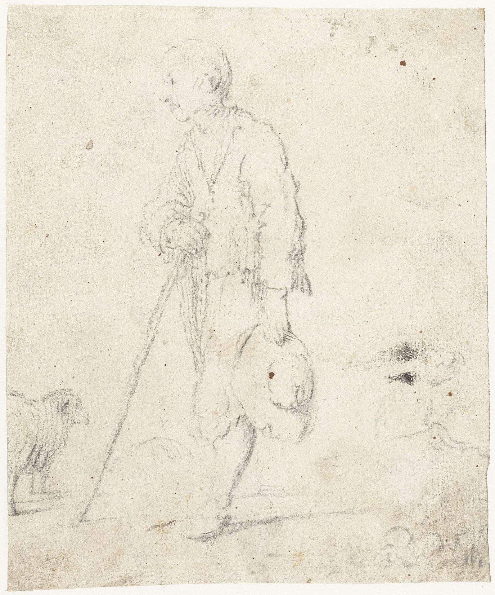 Herder staand naast een schaap by Gesina ter Borch