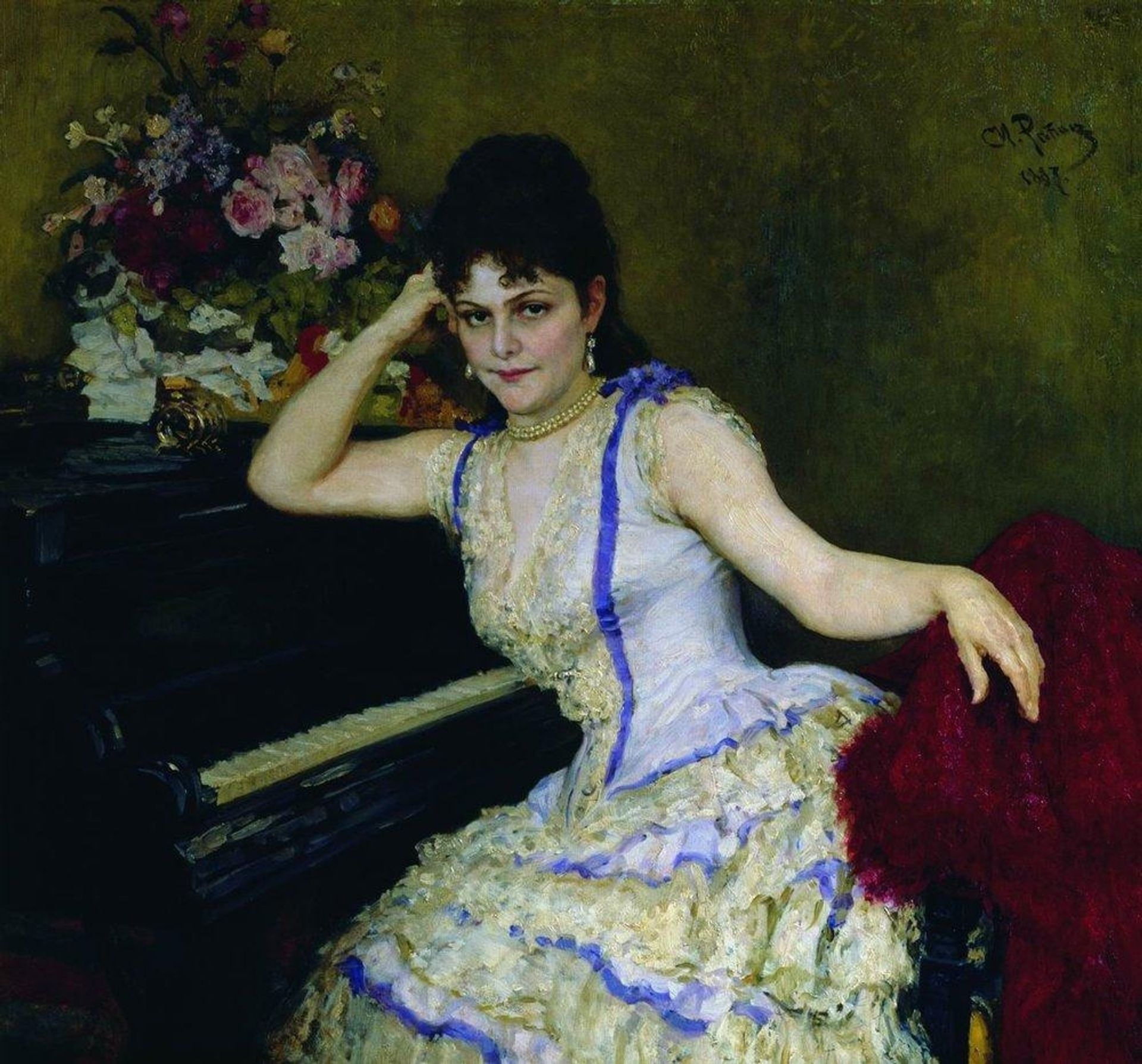 Portrait of pianist and professor of Saint Petersburg Conservatory Sophie Menter by Ilya Repin