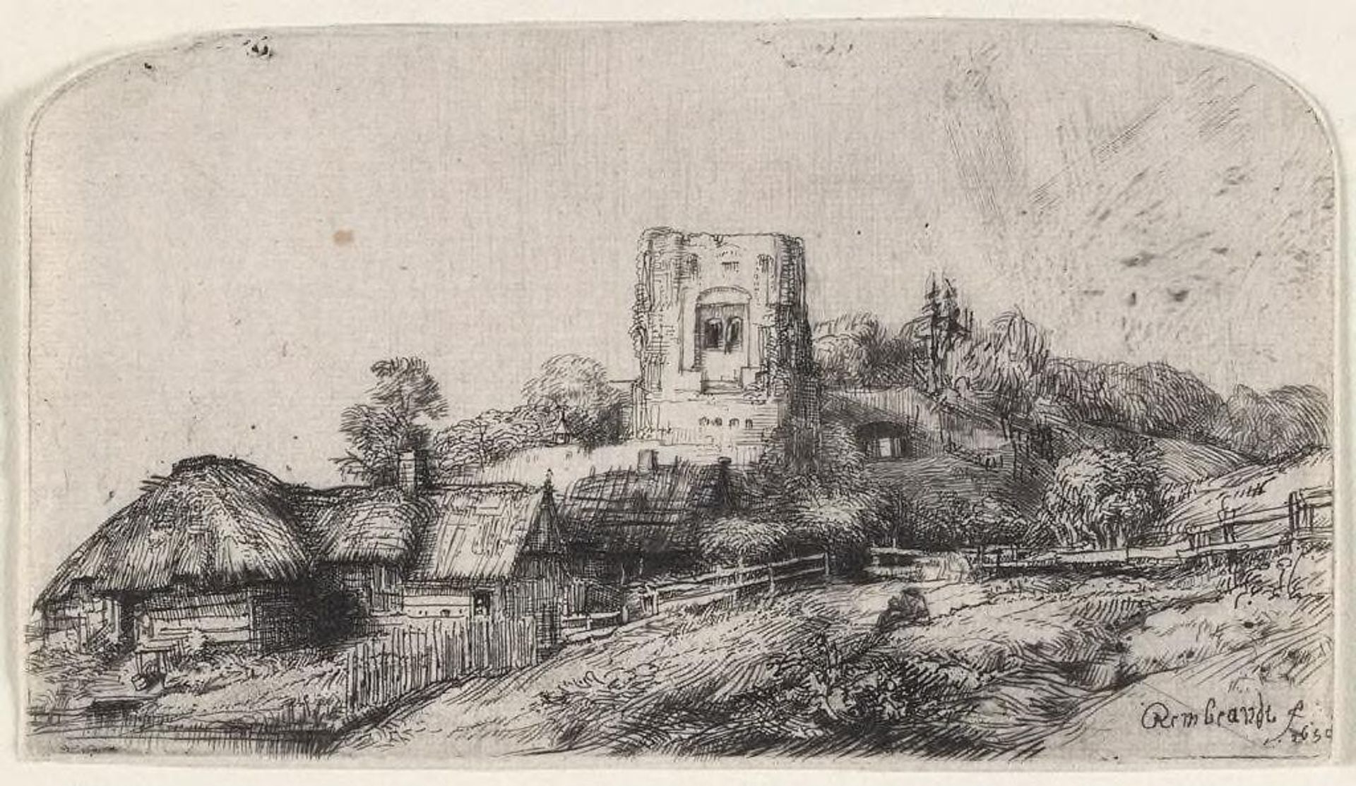 Landscape with a Square Tower by Rembrandt van Rijn
