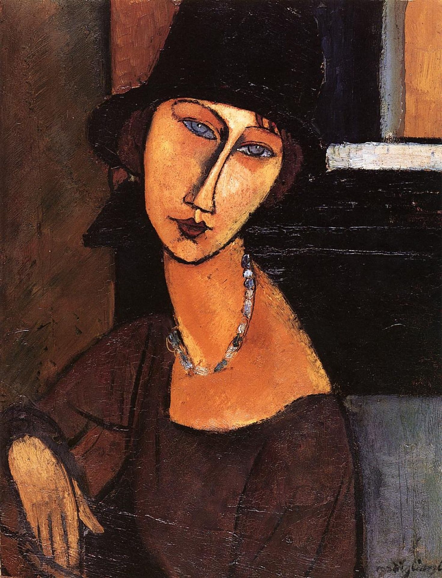 Jeanne Hebuterne with Hat and Necklace by Amedeo Modigliani