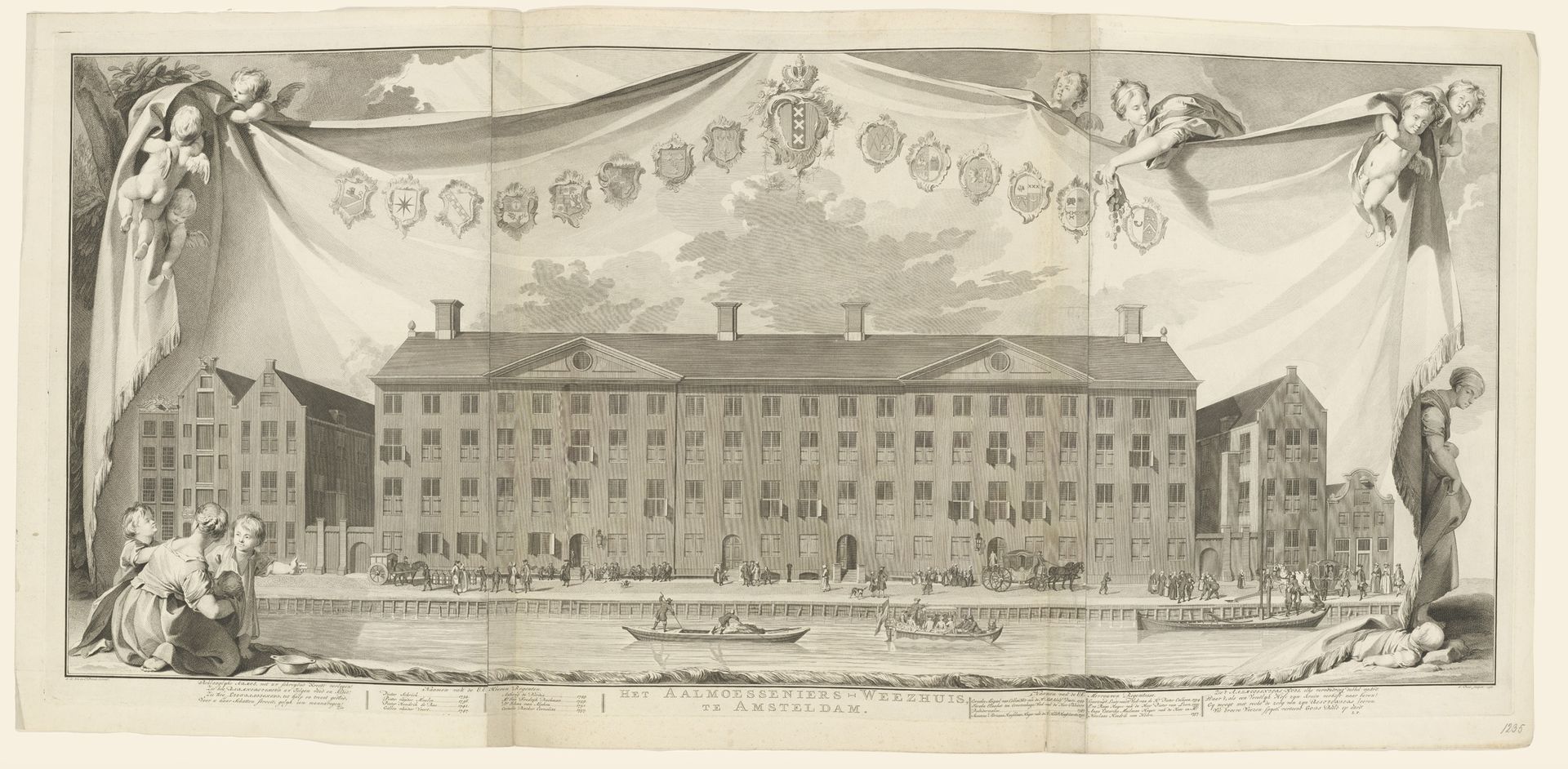 Gezicht op het Aalmoezeniersweeshuis te Amsterdam by Jan Punt
