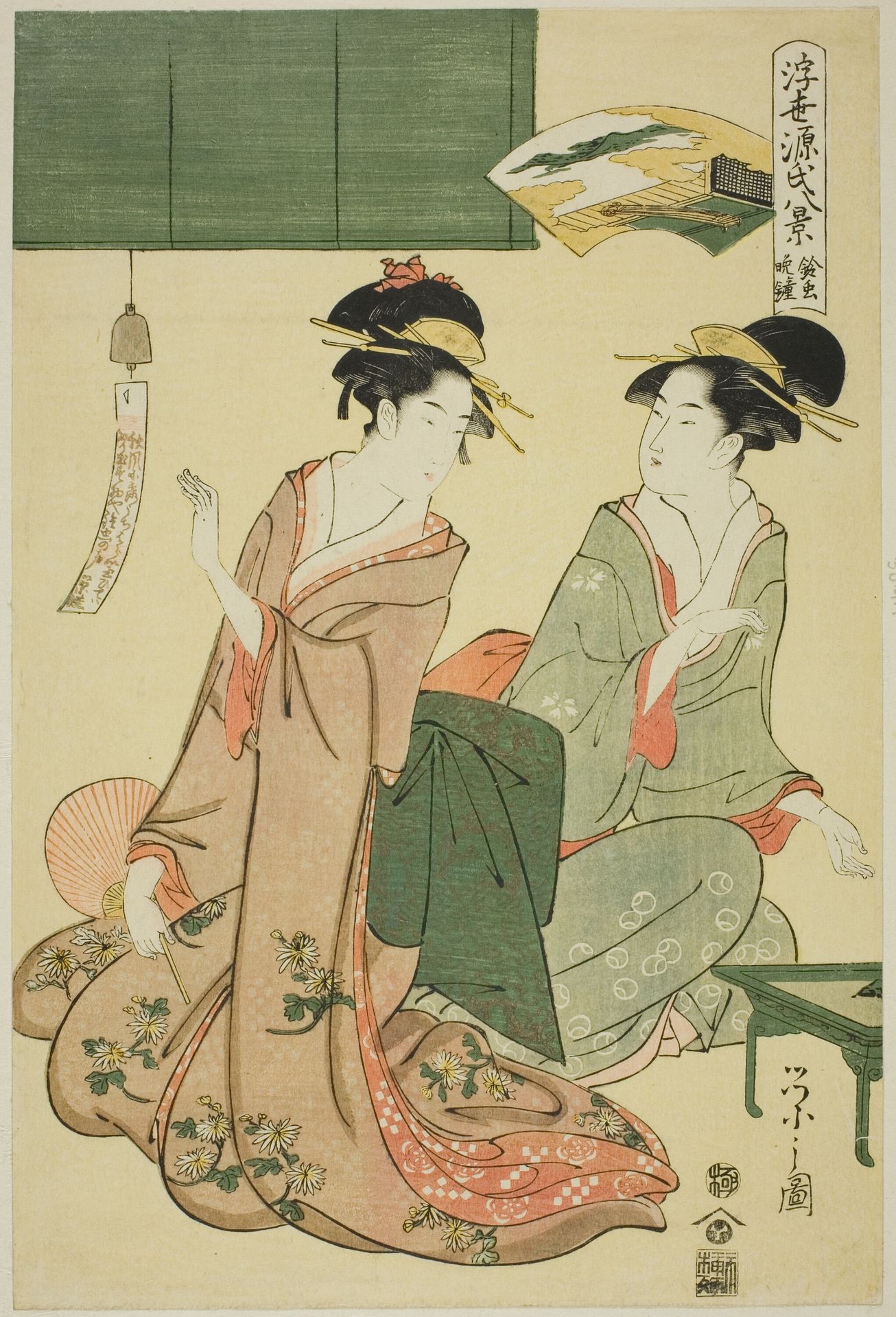 Ukiyo Genji hakkei : Suzumushi no bansho by Chōbunsai Eishi 鳥文斎栄之