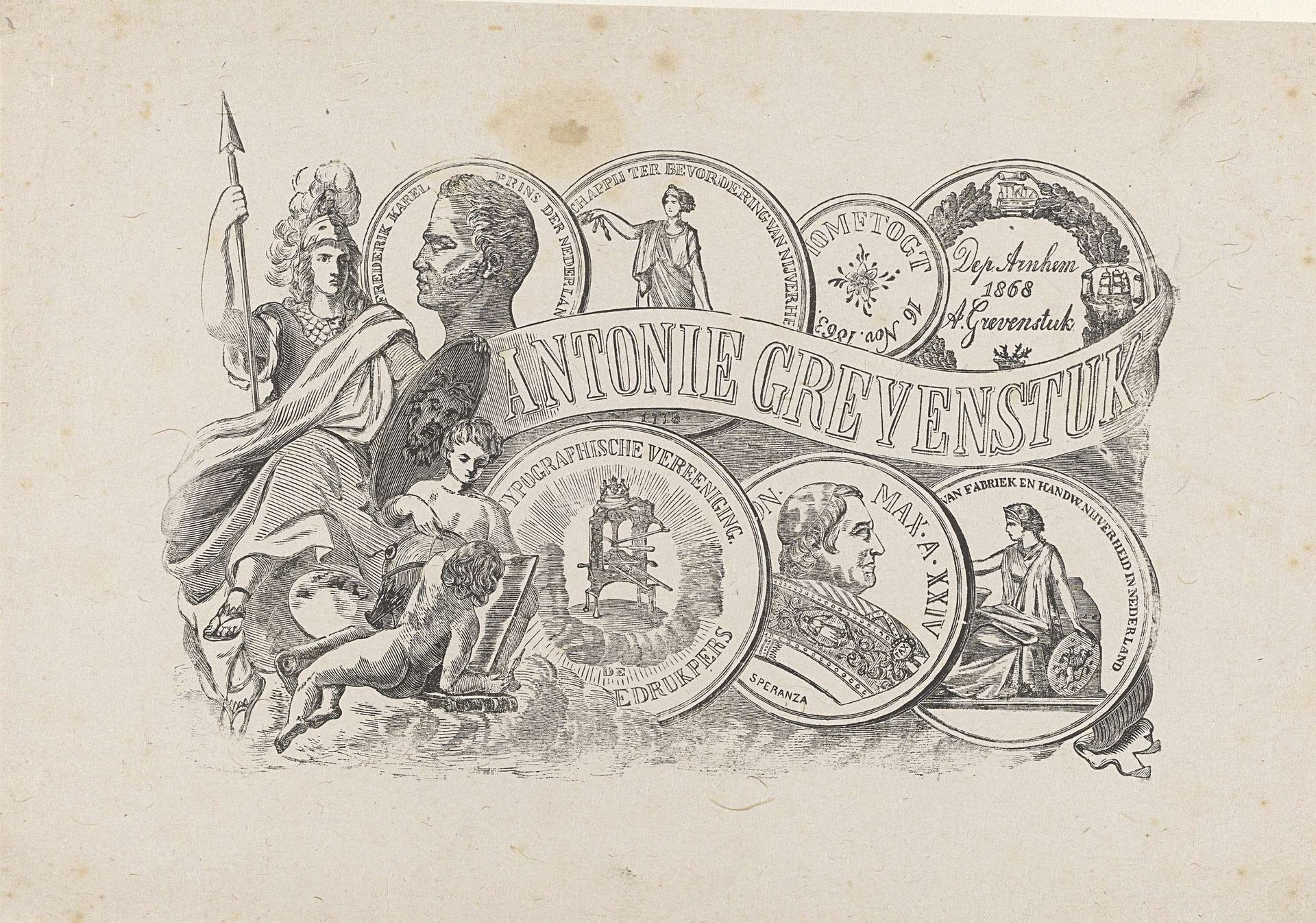 Allegorie ter ere van Antonie Grevenstuk by Isaac Weissenbruch