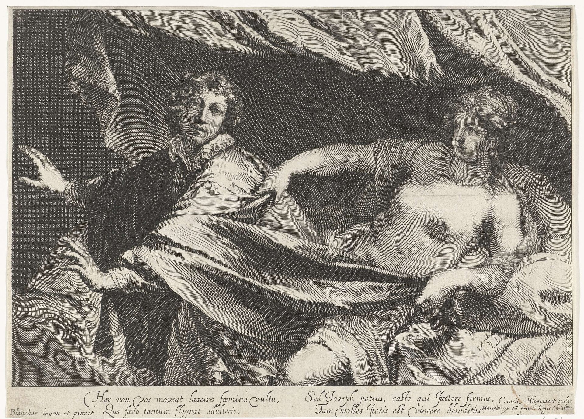 Jozef en de vrouw van Potifar by Cornelis Bloemaert