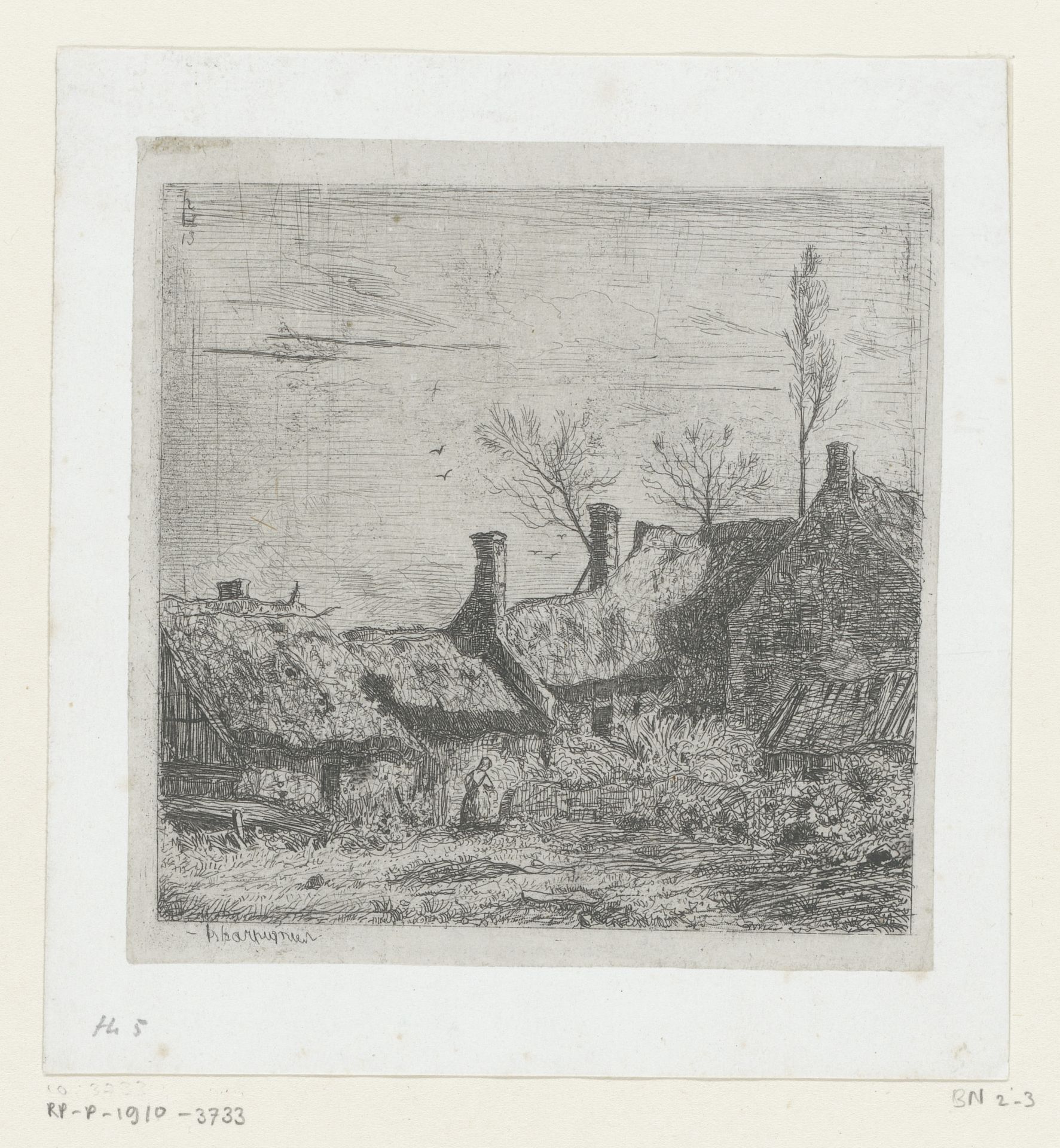Gezicht op een boerderij by Henri-Joseph Harpignies