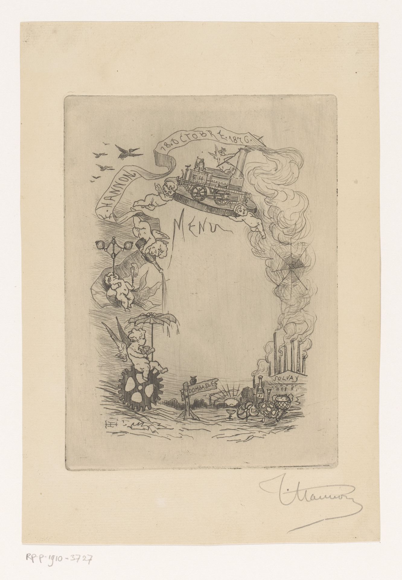 Putti met diverse industriële attributen by Theodoor Hannon