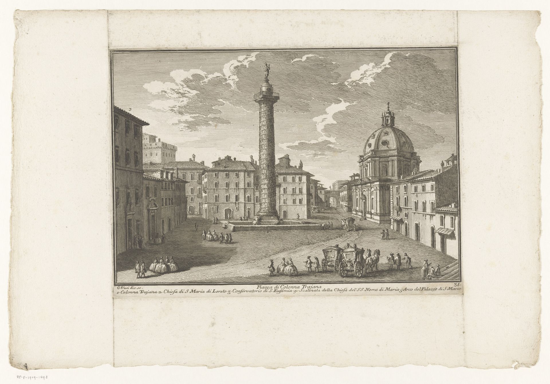 Zuil van Trajanus te Rome by Giuseppe Vasi