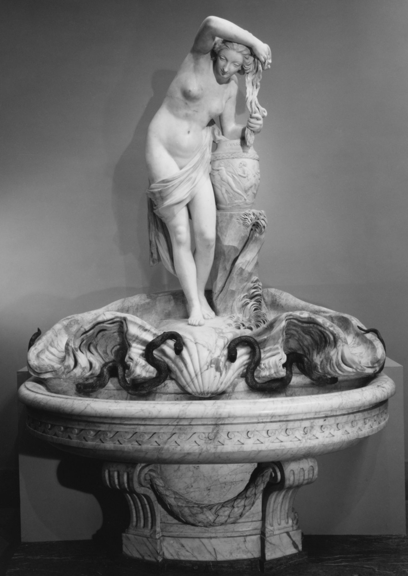 Nymph drying her hair by Louis Claude Vassé