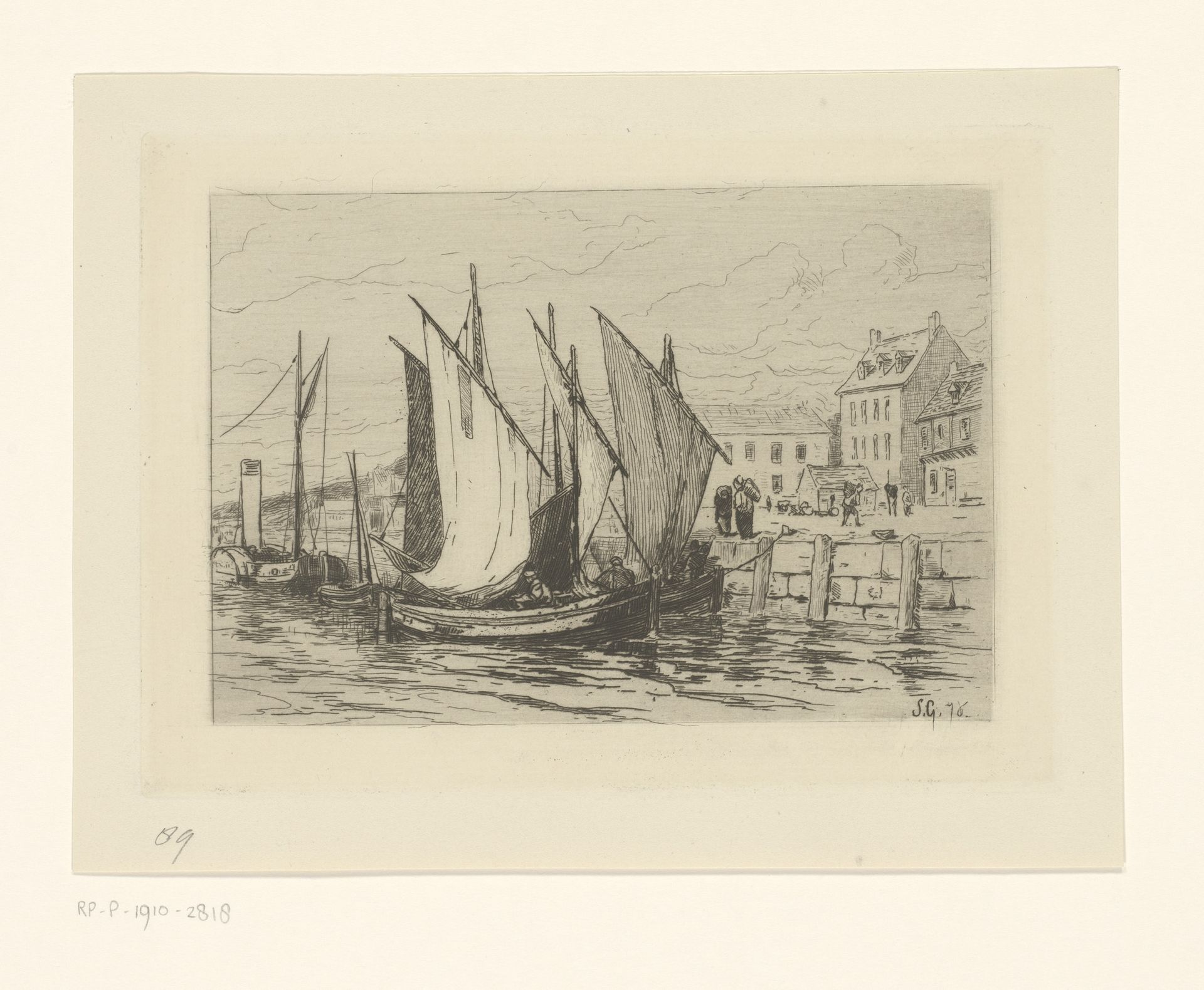 Vissersboten in de haven van Honfleur by Carel Nicolaas Storm van 's-Gravesande