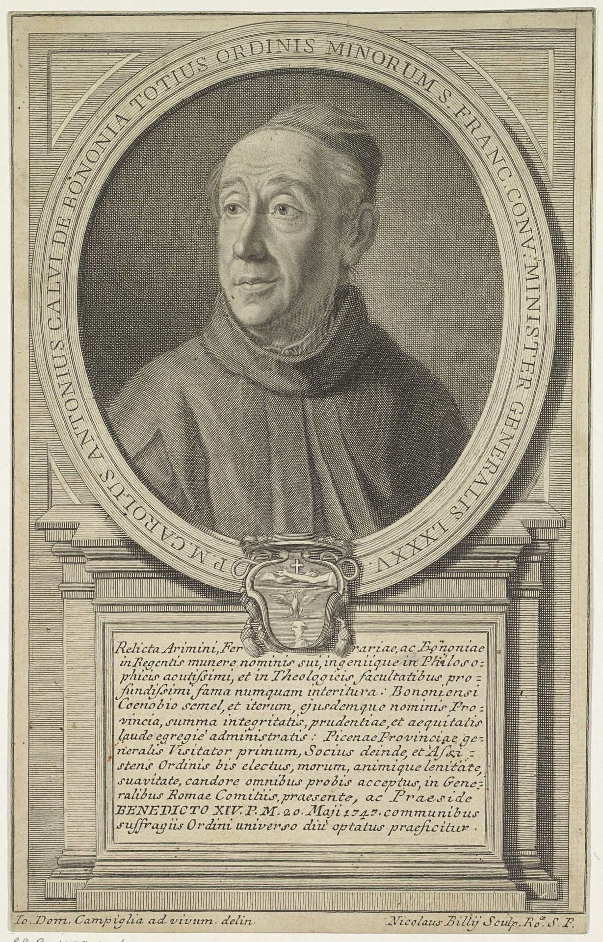 Portret van Carolus Antonius Calvi de Bononia by Nicolo Billy