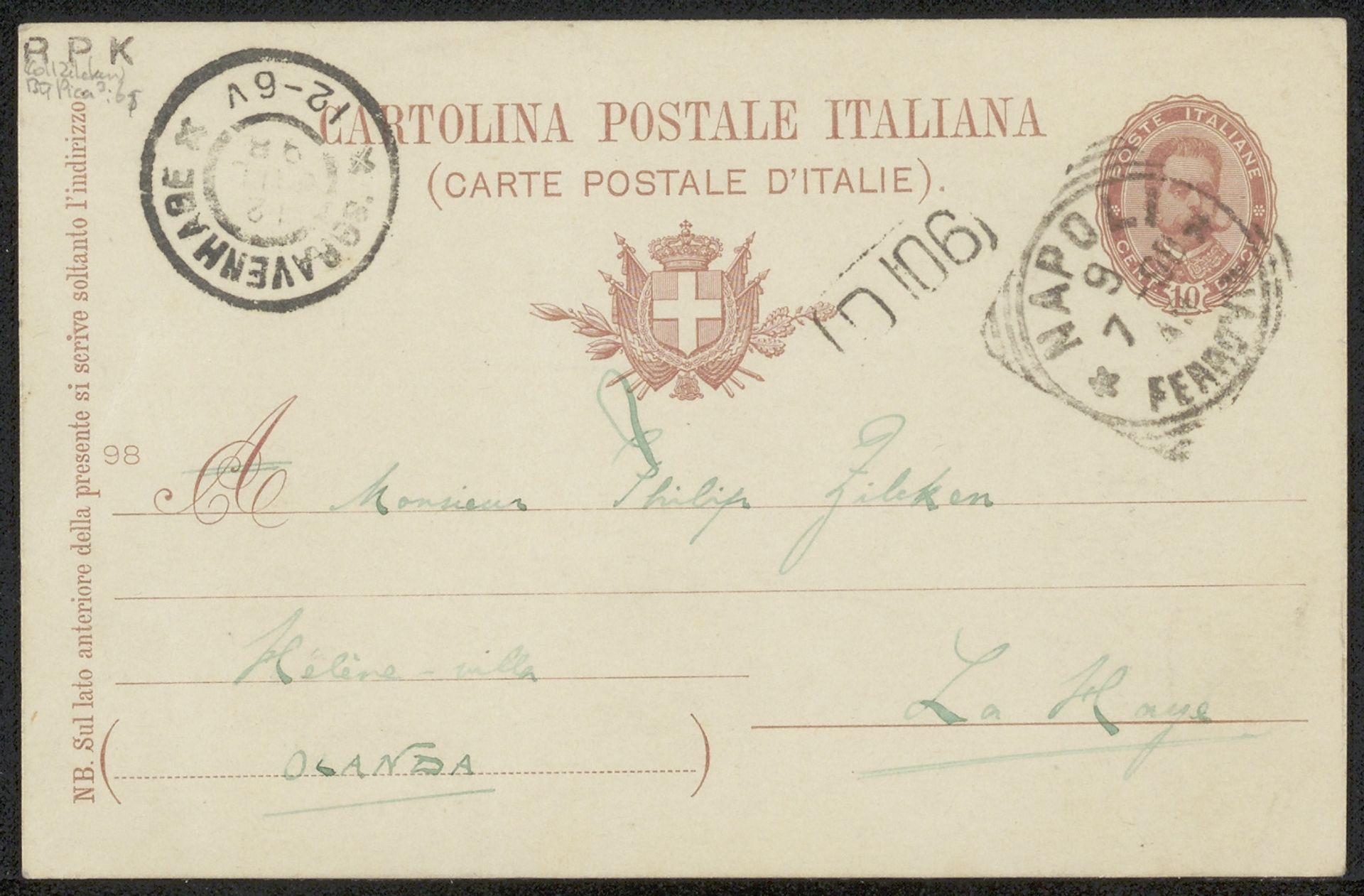 Briefkaart aan Philip Zilcken by Vittorio Pica