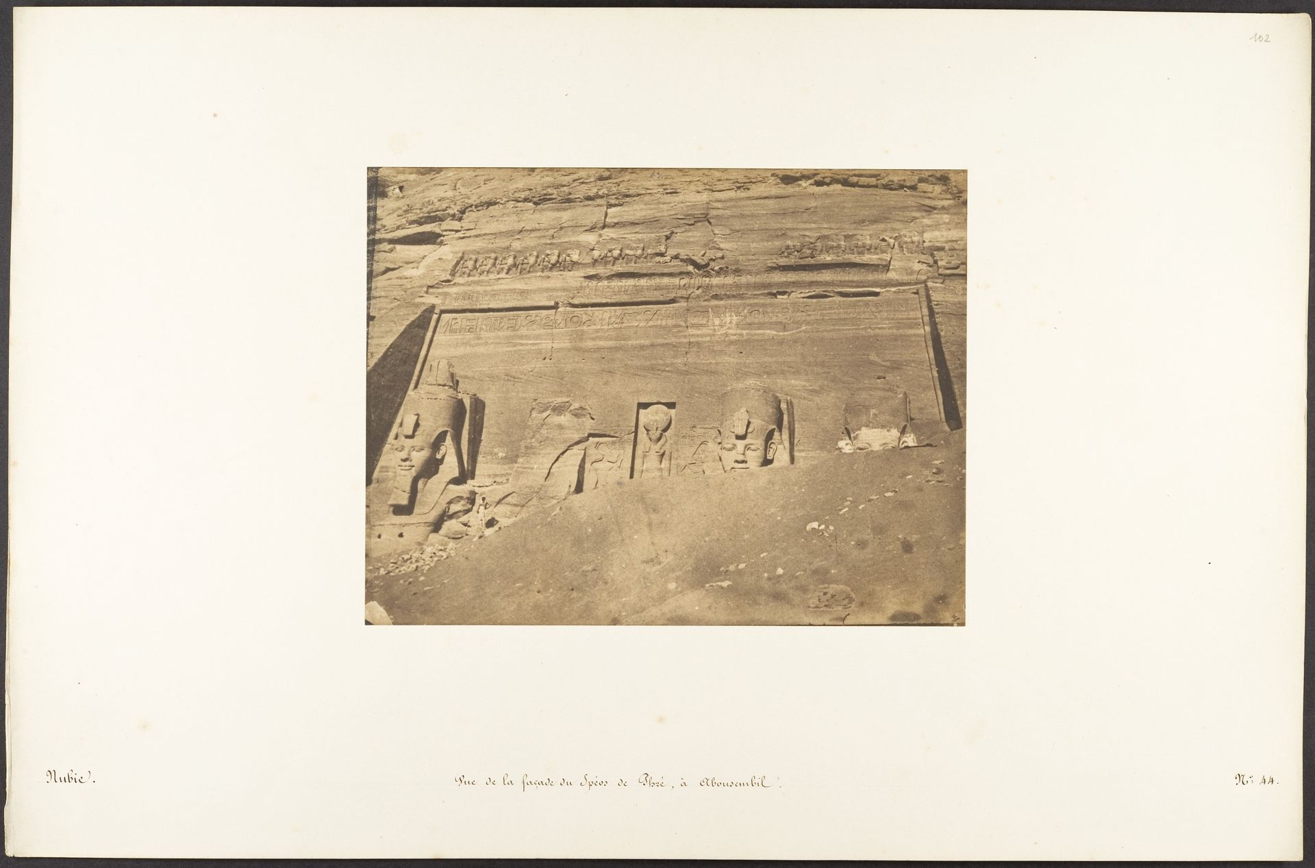 Vue de la façade du Spéos de Phré, à Abousembil by Maxime Du Camp