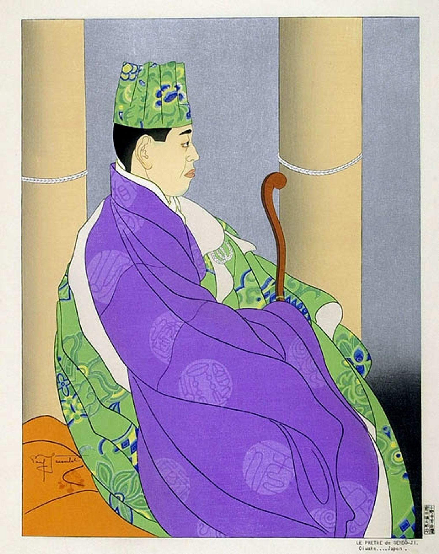 Le Pretre De Sendo-ji. Oiwake, Japon by Paul Jacoulet