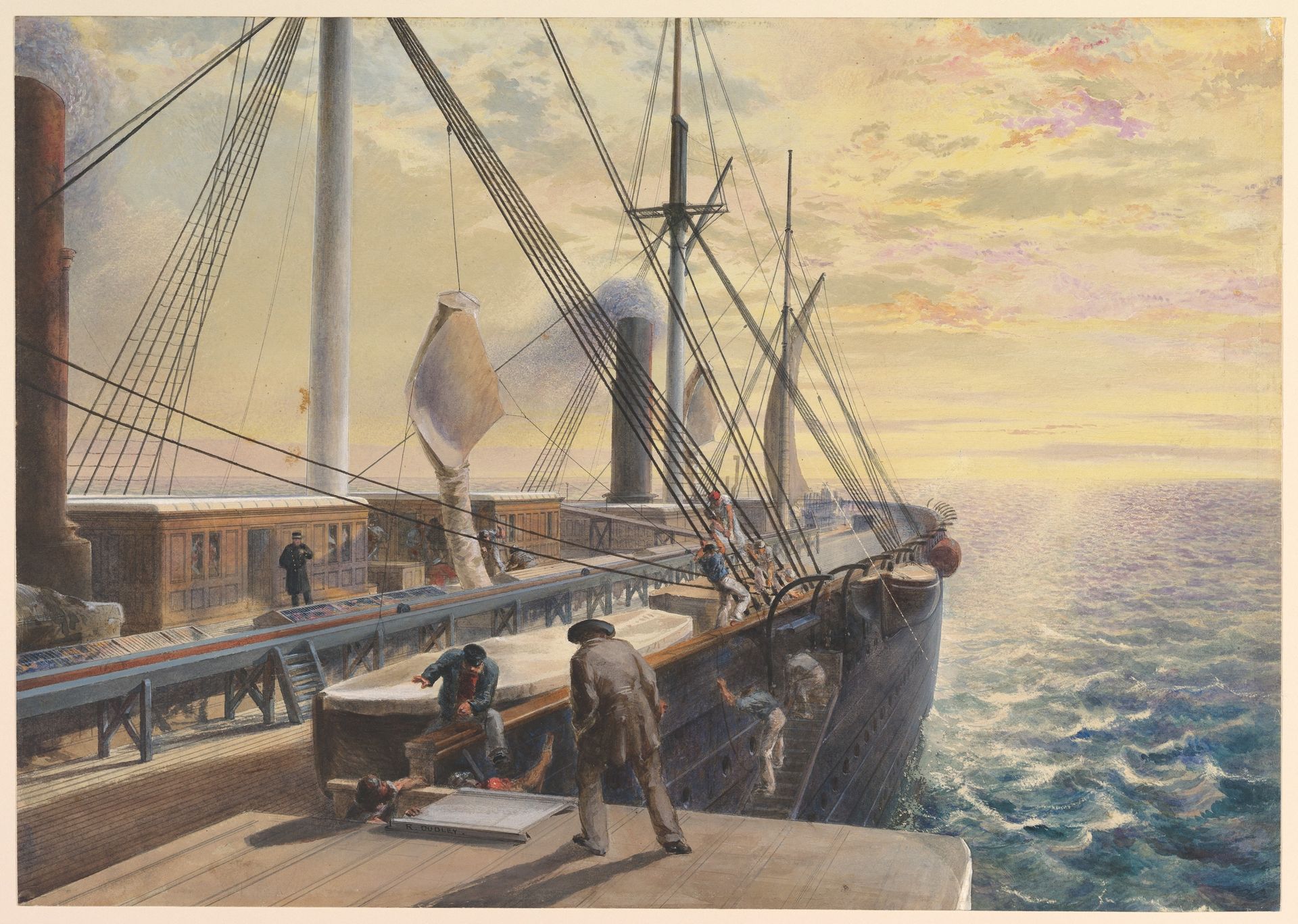 View, Looking Aft, from the Port Paddle Box of the Great Eastern, Showing the Trough for the Cable, etc. by Robert Charles Dudley