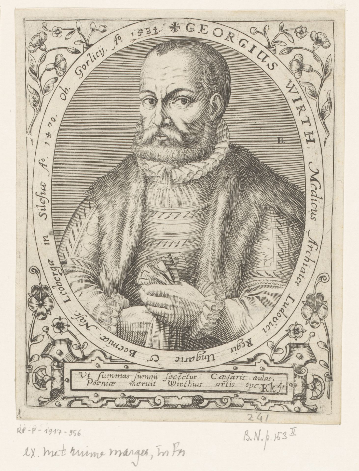 Portret van Georgius Wirth by Robert Boissard