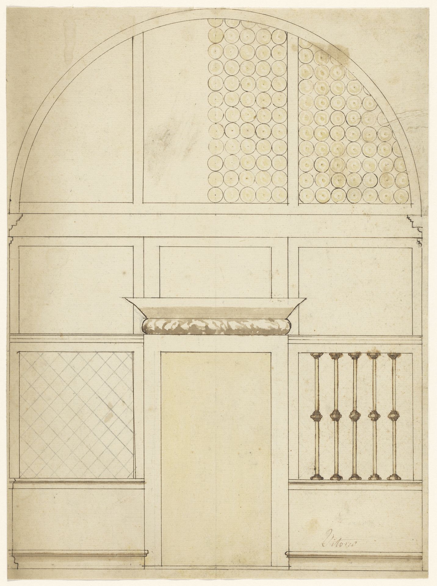 Ontwerp voor de wand van een kapel by Andrea Palladio