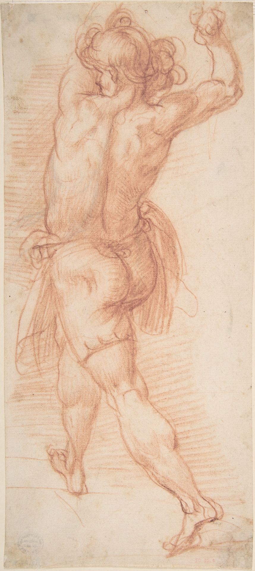 Figure of a Man Throwing Stones (recto); Study of a Man (?) (verso) by Cavaliere d'Arpino (Giuseppe Cesari)