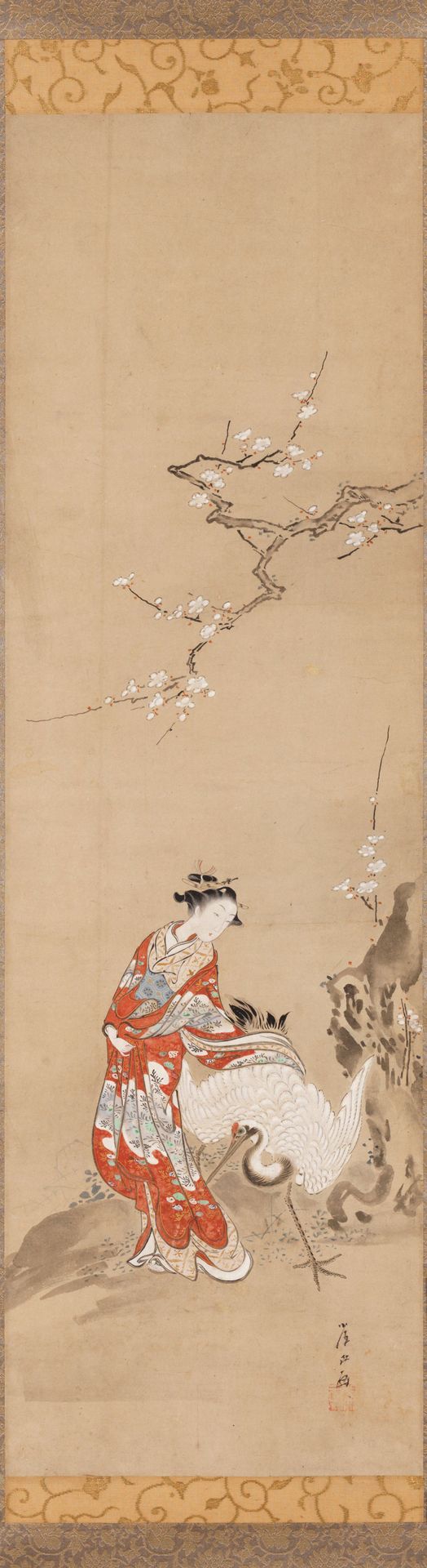 Parody of a Beautiful Woman as Rin Nasei (Ch. Lin Hejing) with Crane by Kawamata Tsunemasa