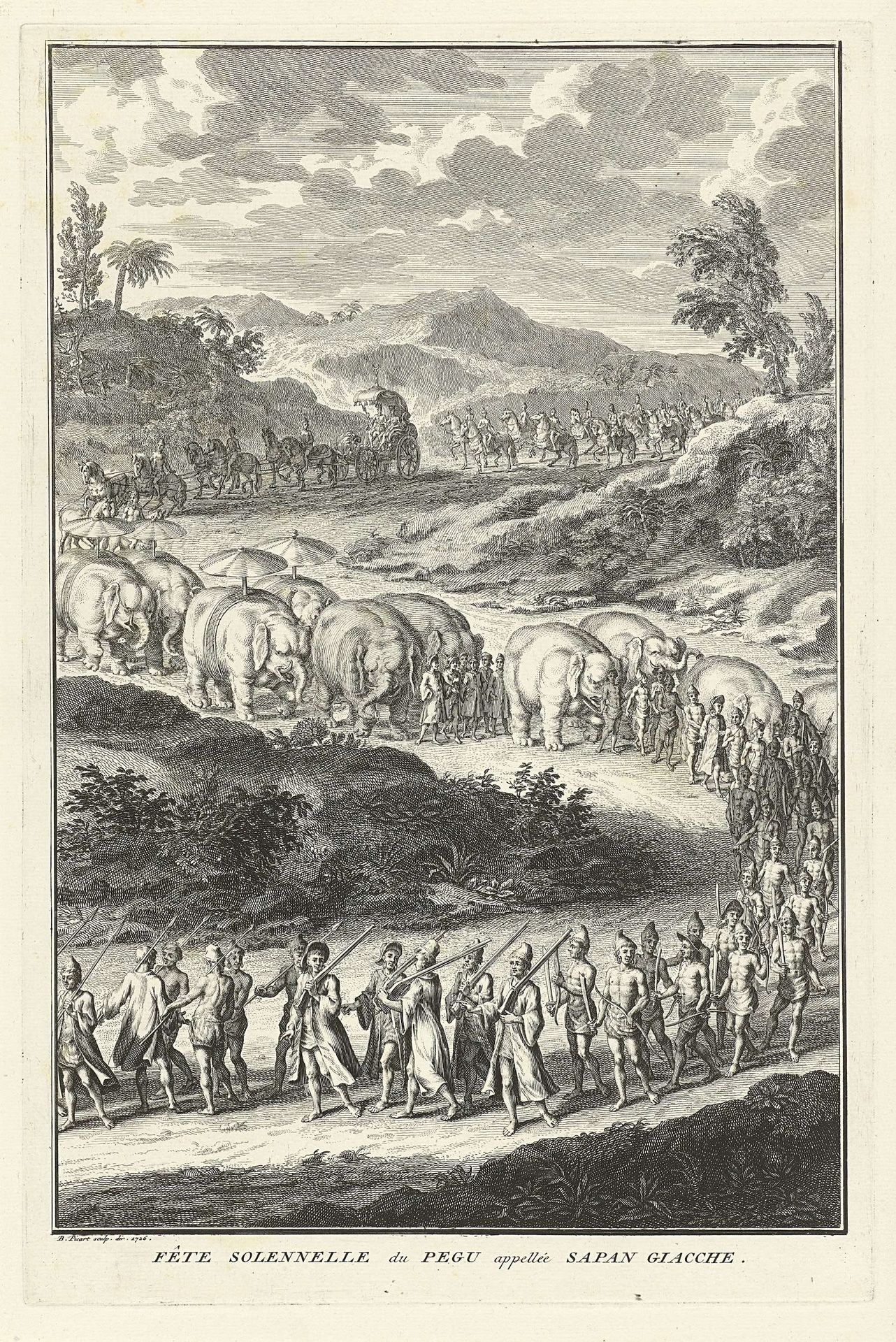 Feestoptocht in Pegu by Bernard Picart
