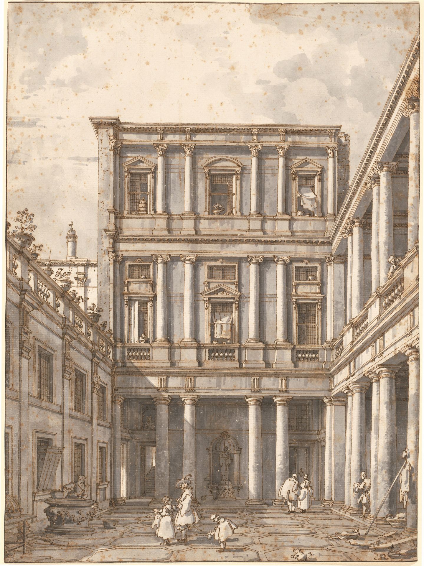 A Venetian Courtyard, in the Procuratie Nuove by Canaletto