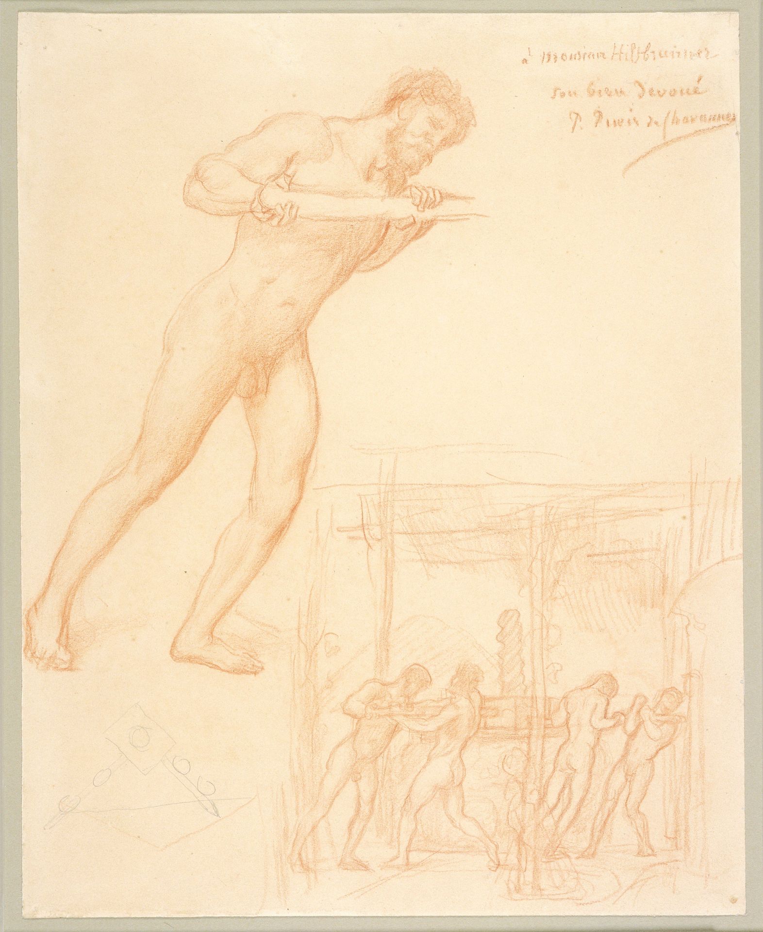 Studies of Men Turning a Cider Press by Pierre Puvis de Chavannes