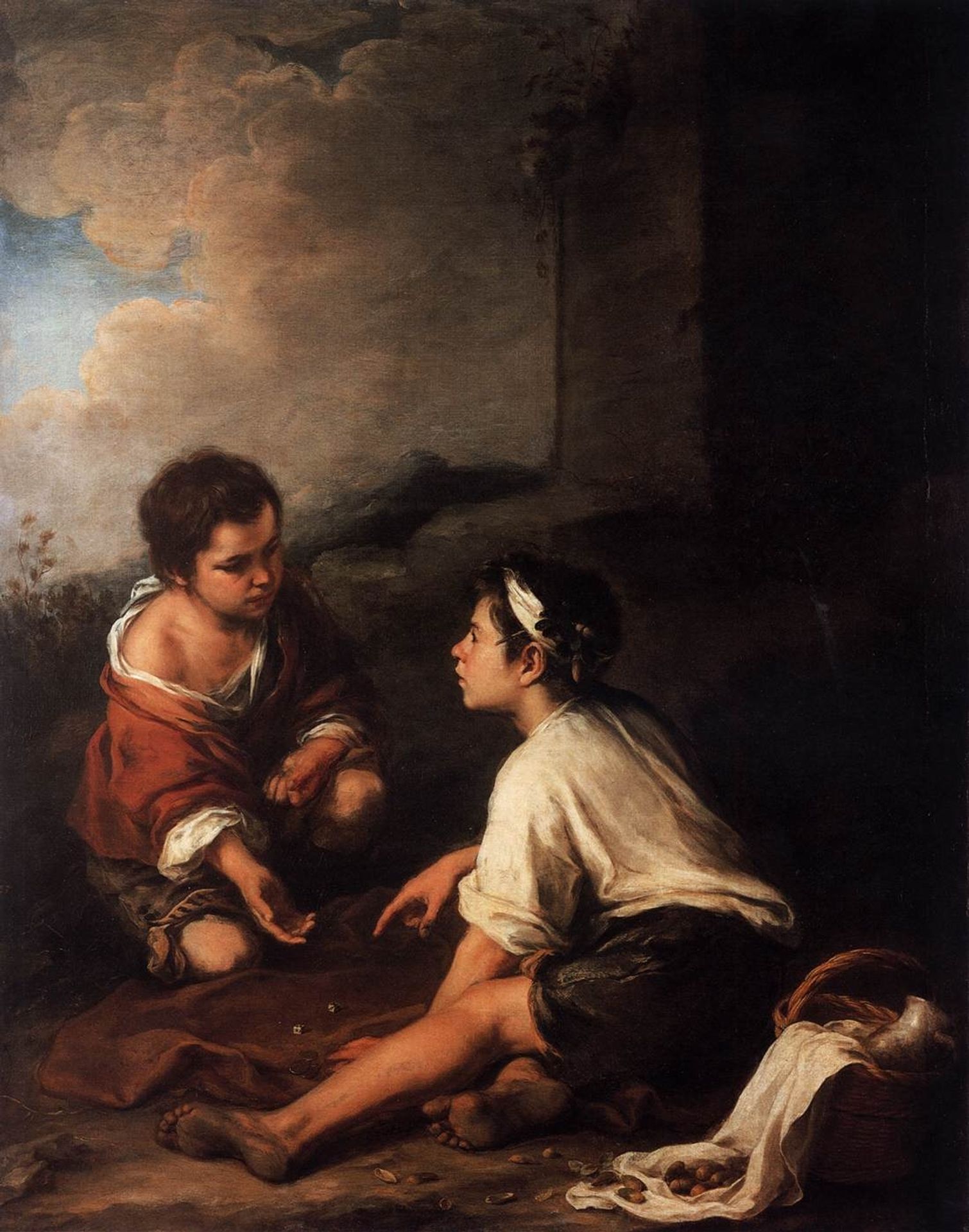 Two boys playing dice by Bartolomé Estebán Murillo