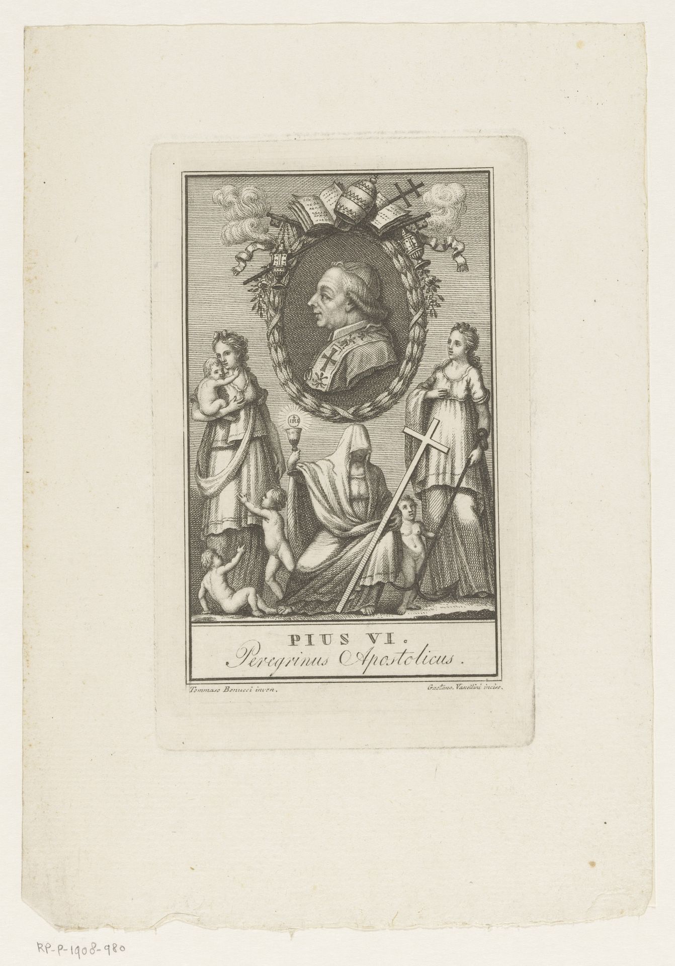 Portret van paus Pius VI by Gaetano Vascellini