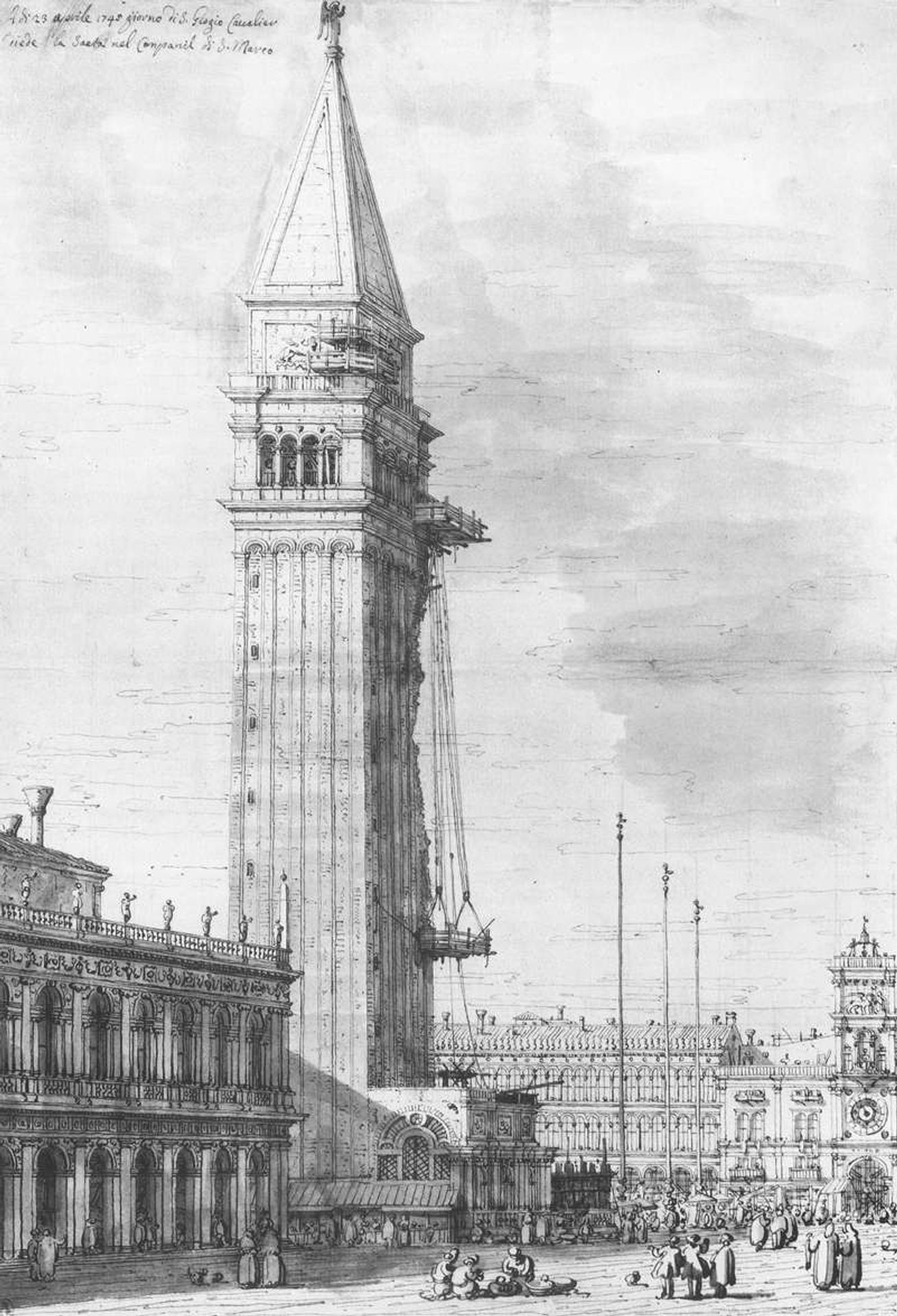 The Piazzetta: Looking North, the Campanile under Repair by Canaletto