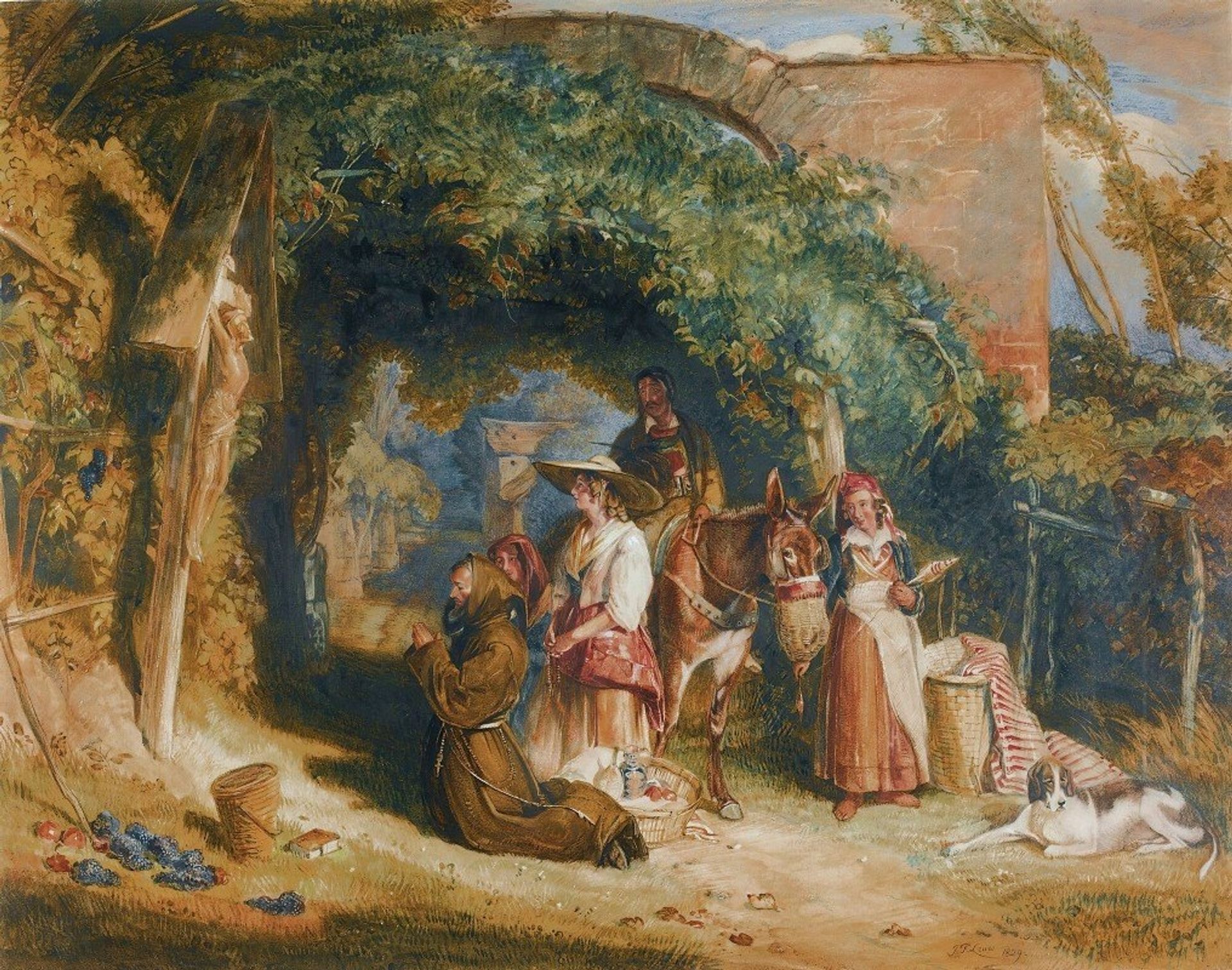 Peasants Of The Italian Tyrol At Their Devotions by John Frederick Lewis