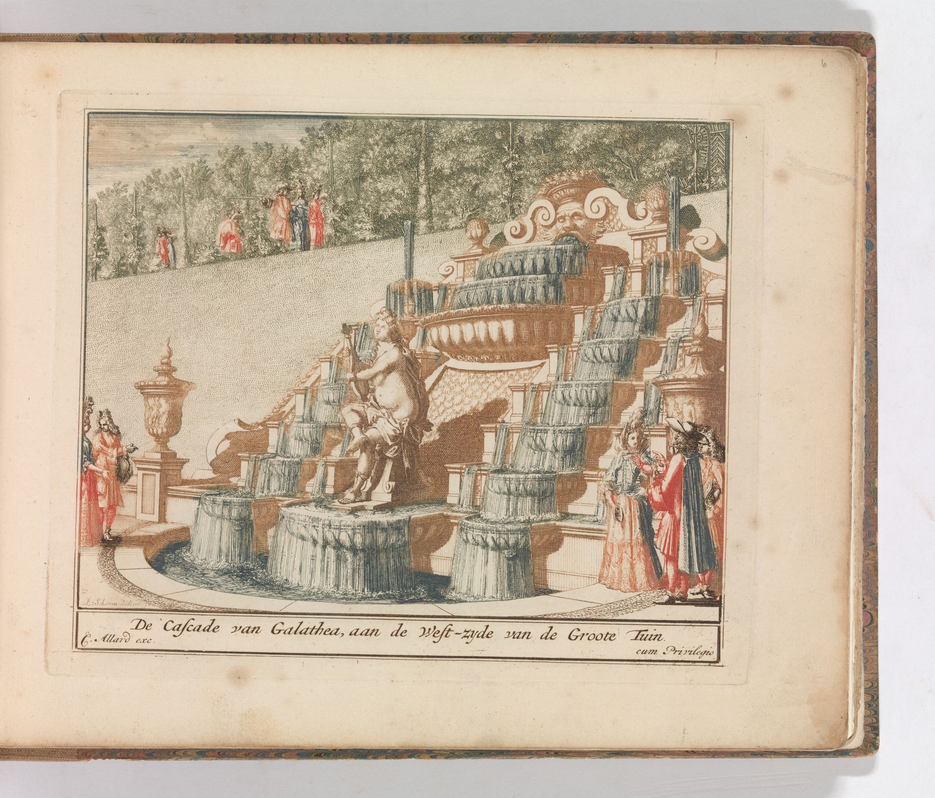 'De Cascade van Galathea, aan de West-zyde van de Groote Tuin', in: Tooneel Der Voornaamste Nederlands Huizen, En Lust Hoven, Naar T Leven Afgebeeld by Carel Allard