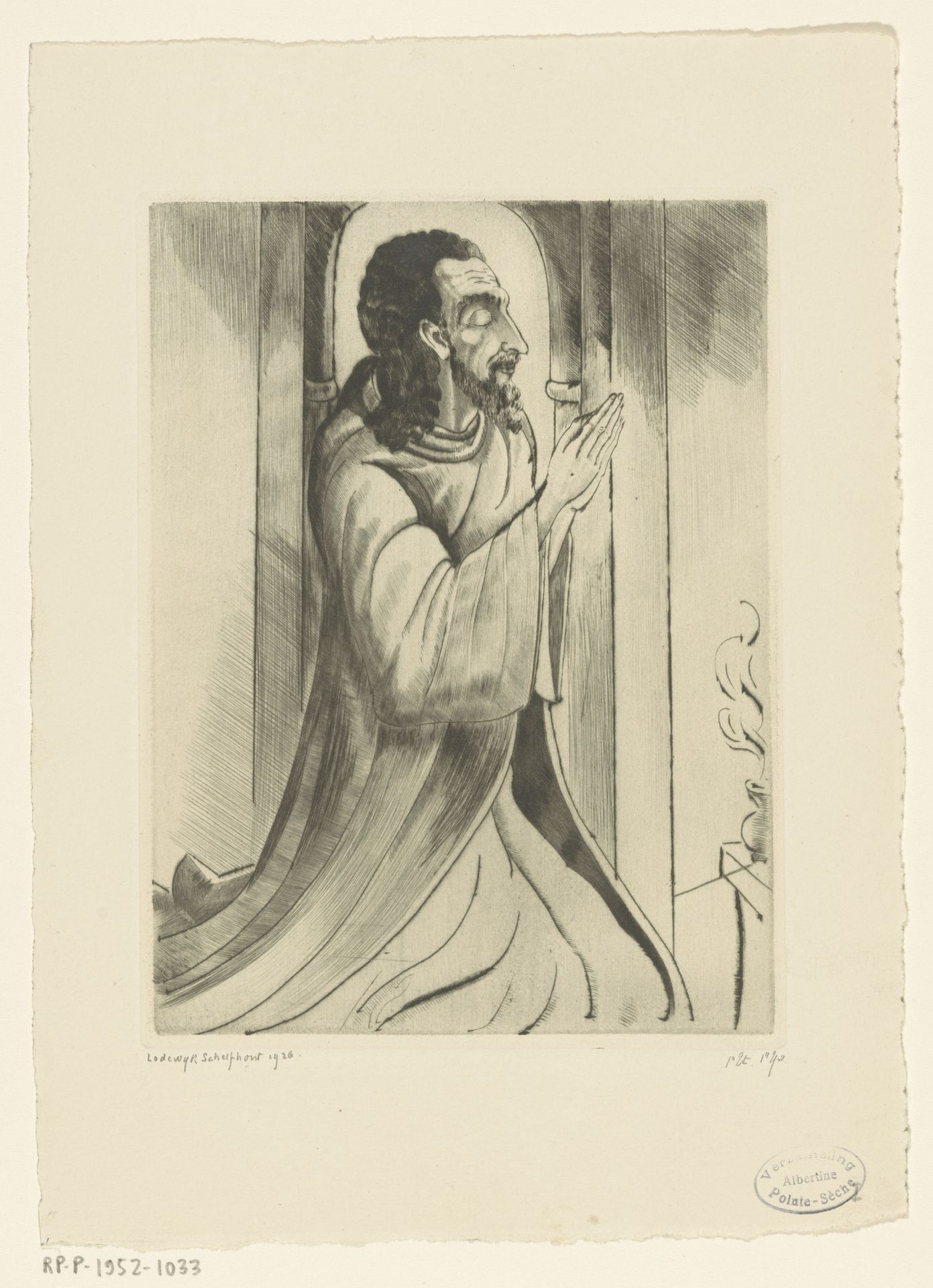 Biddende man by Lodewijk Schelfhout