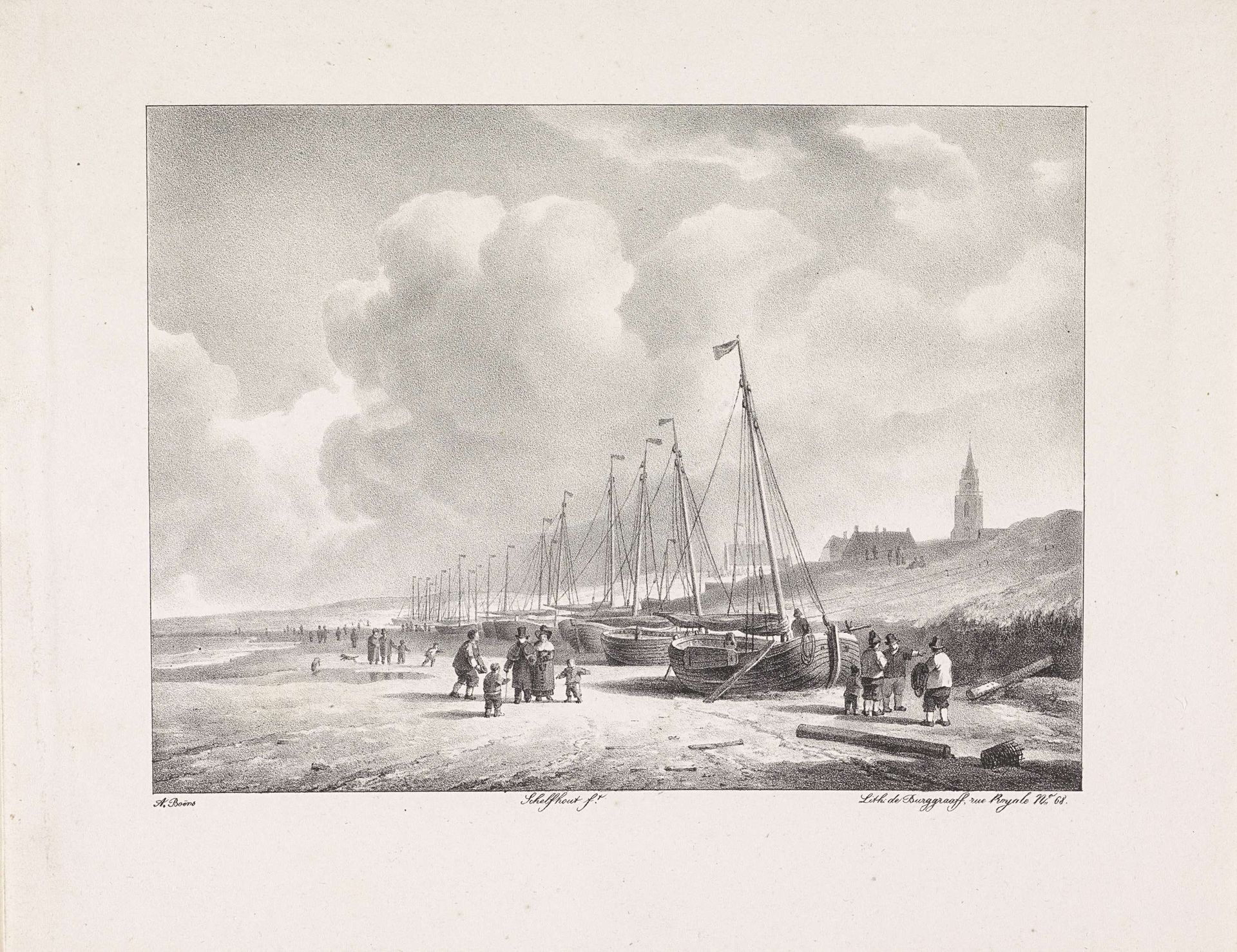 Scheveningen na de storm, 1825 by Alexandre Joseph Boens