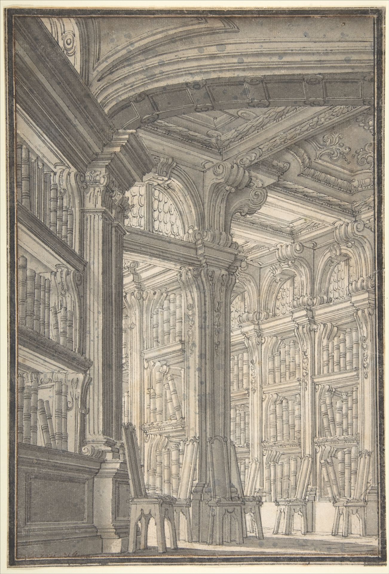 Foreshortening of a Library by Carlo Galli Bibiena