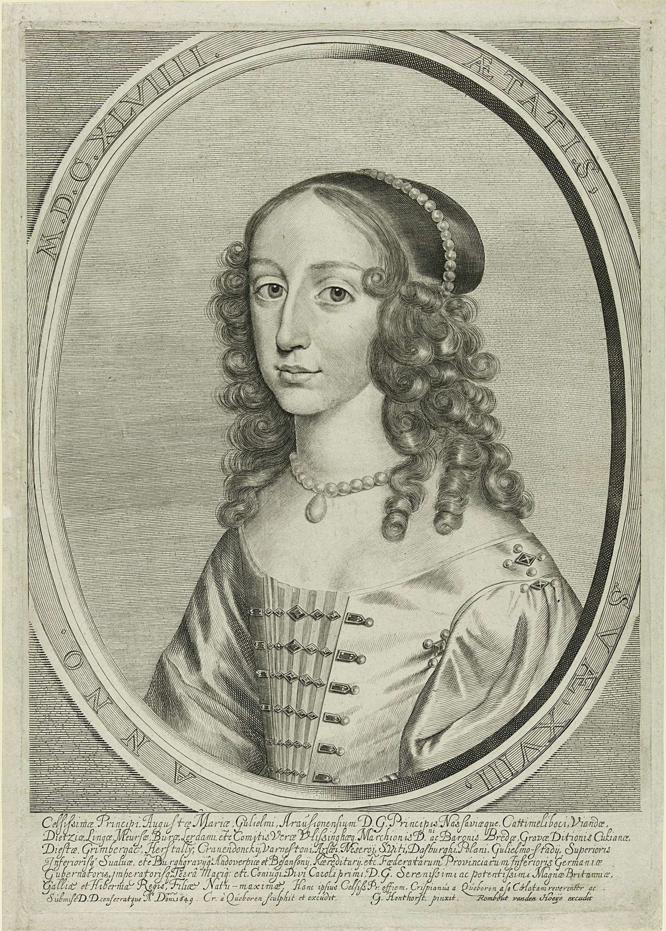 Portret van Maria Henrietta Stuart, op 18-jarige leeftijd by Crispijn van den Queborn