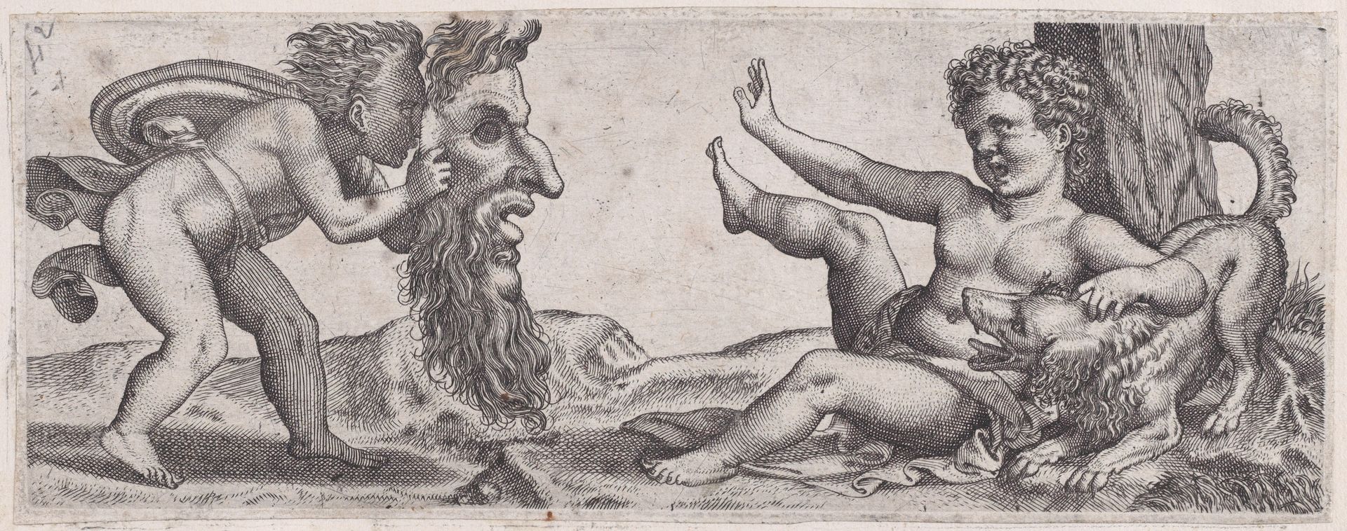 Two Children with a Mask by René Boyvin