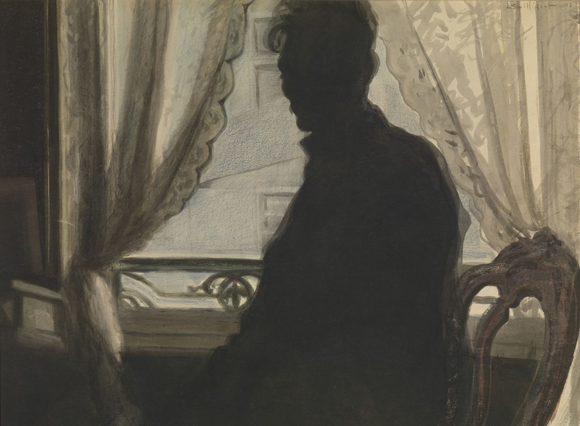 Silhouet van de schilder by Léon Spilliaert