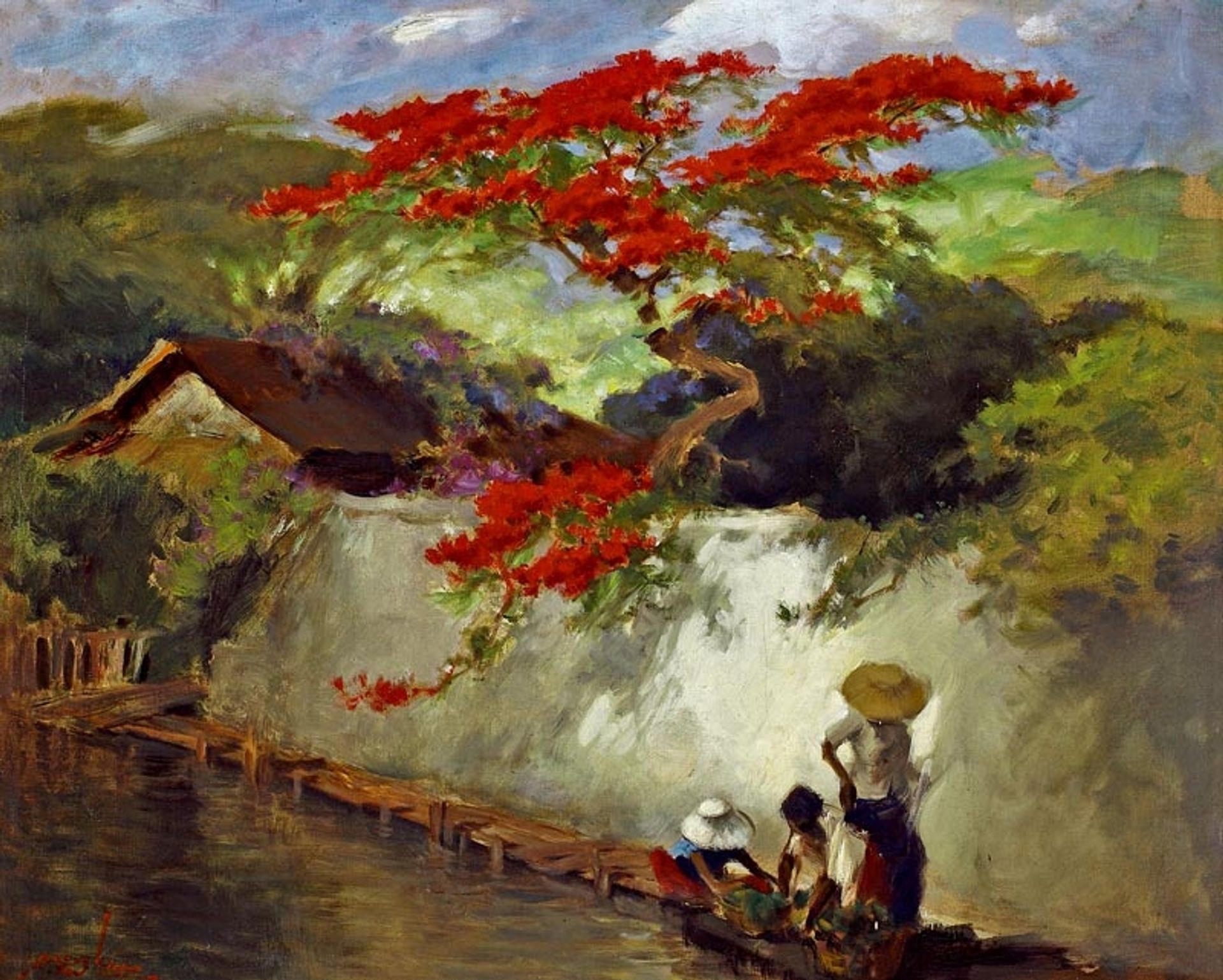Flamboyant in the Village by Basuki Abdullah