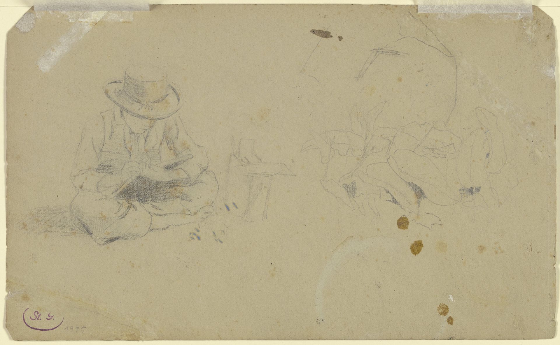 Studienblatt_ _Nach der Schule (Anfänge der Kunst)_; Pflanzen by Hans Thoma