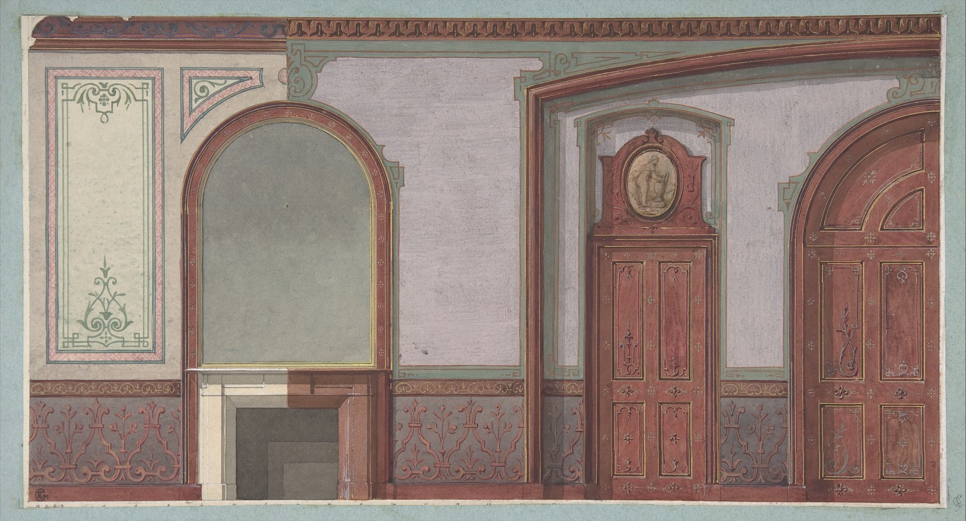Design for Painted Wall Paneling, Deepdene, Dorking, Surrey by Jules-Edmond-Charles Lachaise