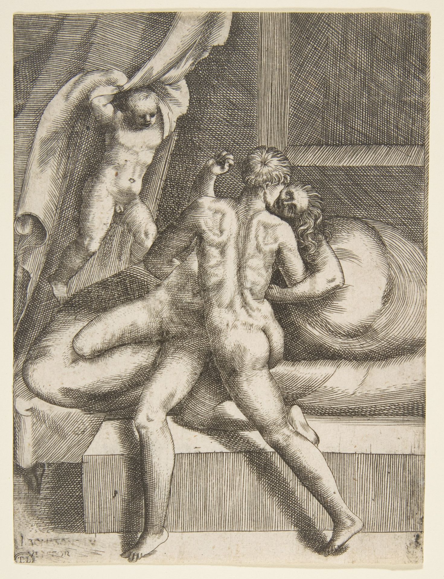 Apollo and Leucothea, from "The Loves of the Gods" by Giulio Bonasone