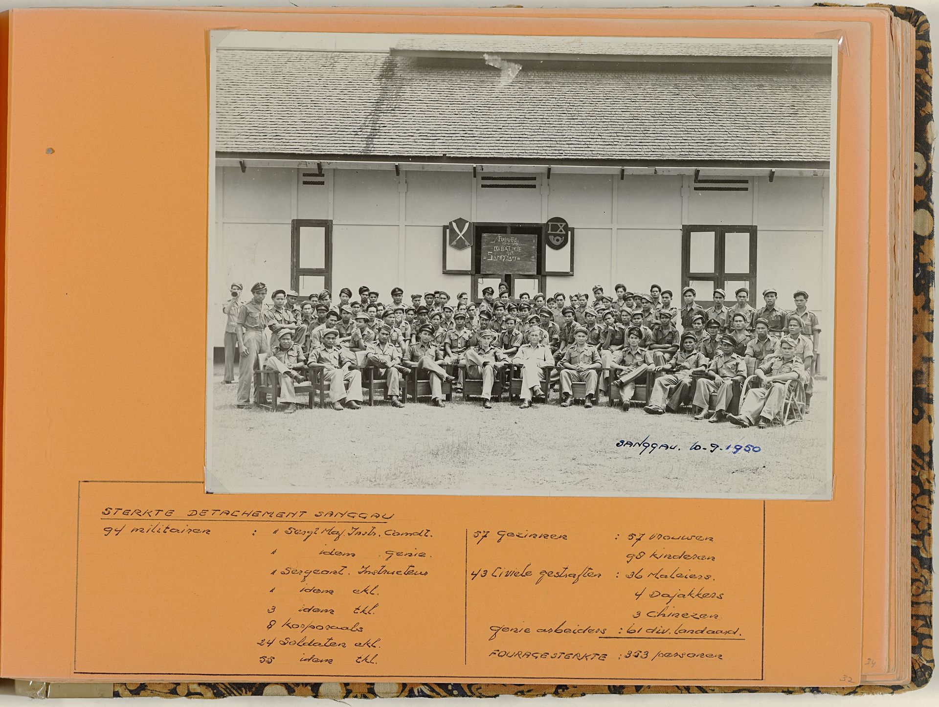 Groepsfoto detachement Sanggau, 1950 by Theunissen (sergeant-majoor)