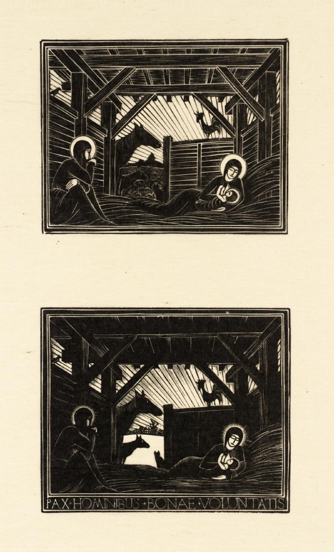 Christmas Gifts: Daylight, and Christmas Gifts: Dawn by Eric Gill